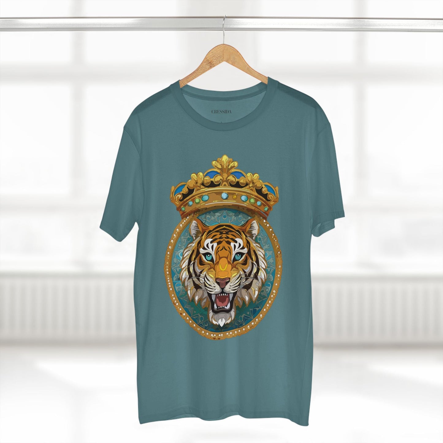 Tiger Graphic Unisex 100 Cotton Tee With Unique Animal Golden Medallion Art Design 3