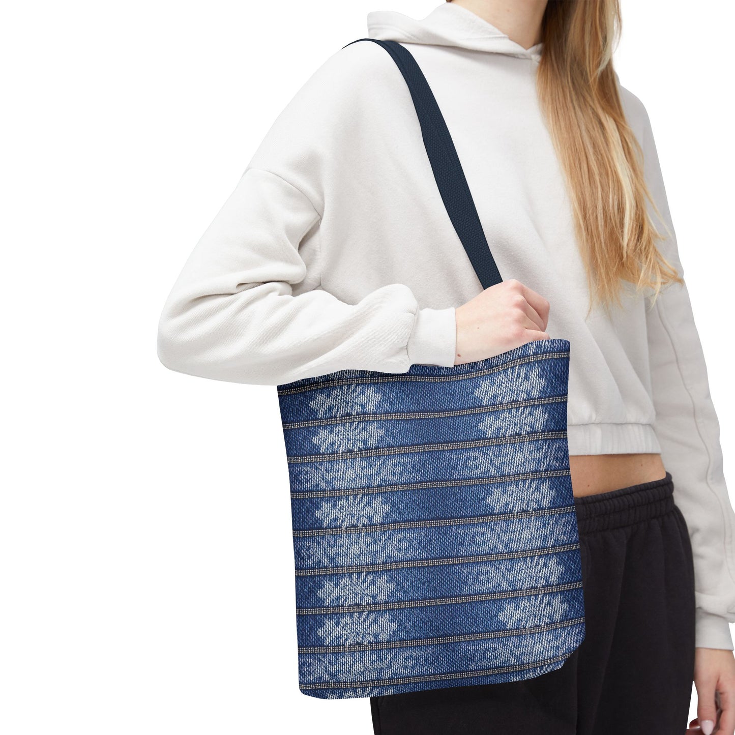 Denim Fabric Imitation Print Unisex Canvas Bag Poly Spun 3 Sizes Tote Bag 113