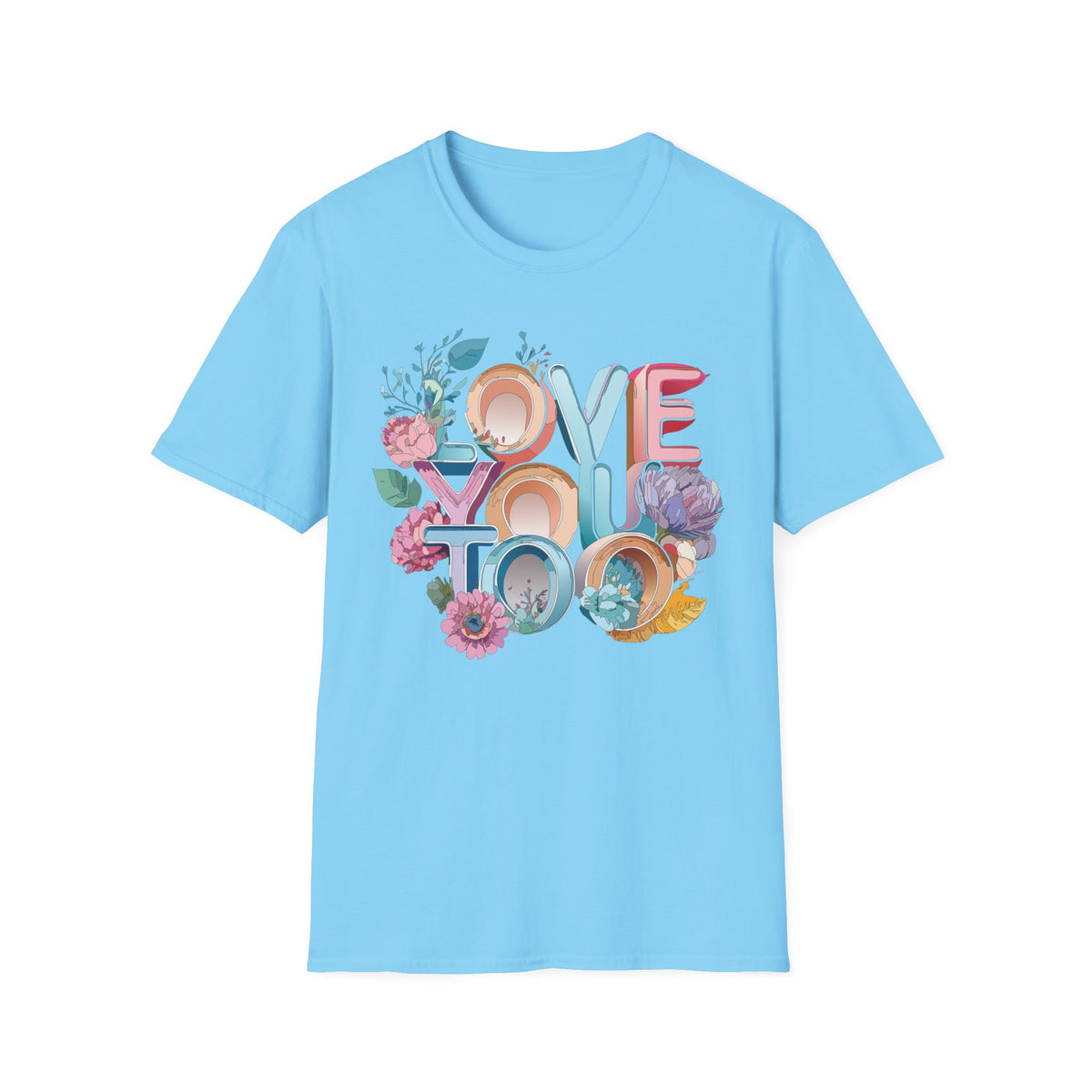 Love You Floral Typography T-Shirt | Pastel Retro Letters