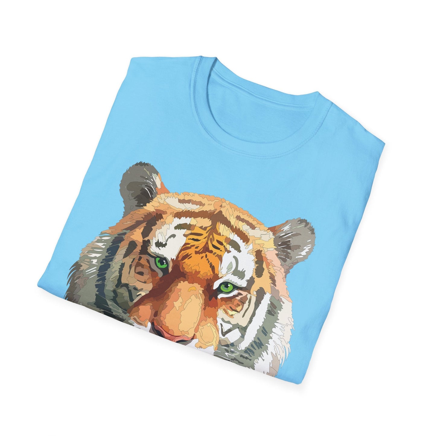 Tiger Print Shirt Unisex Animal Tee Gildan Softstyle 64000 Cotton Comfort