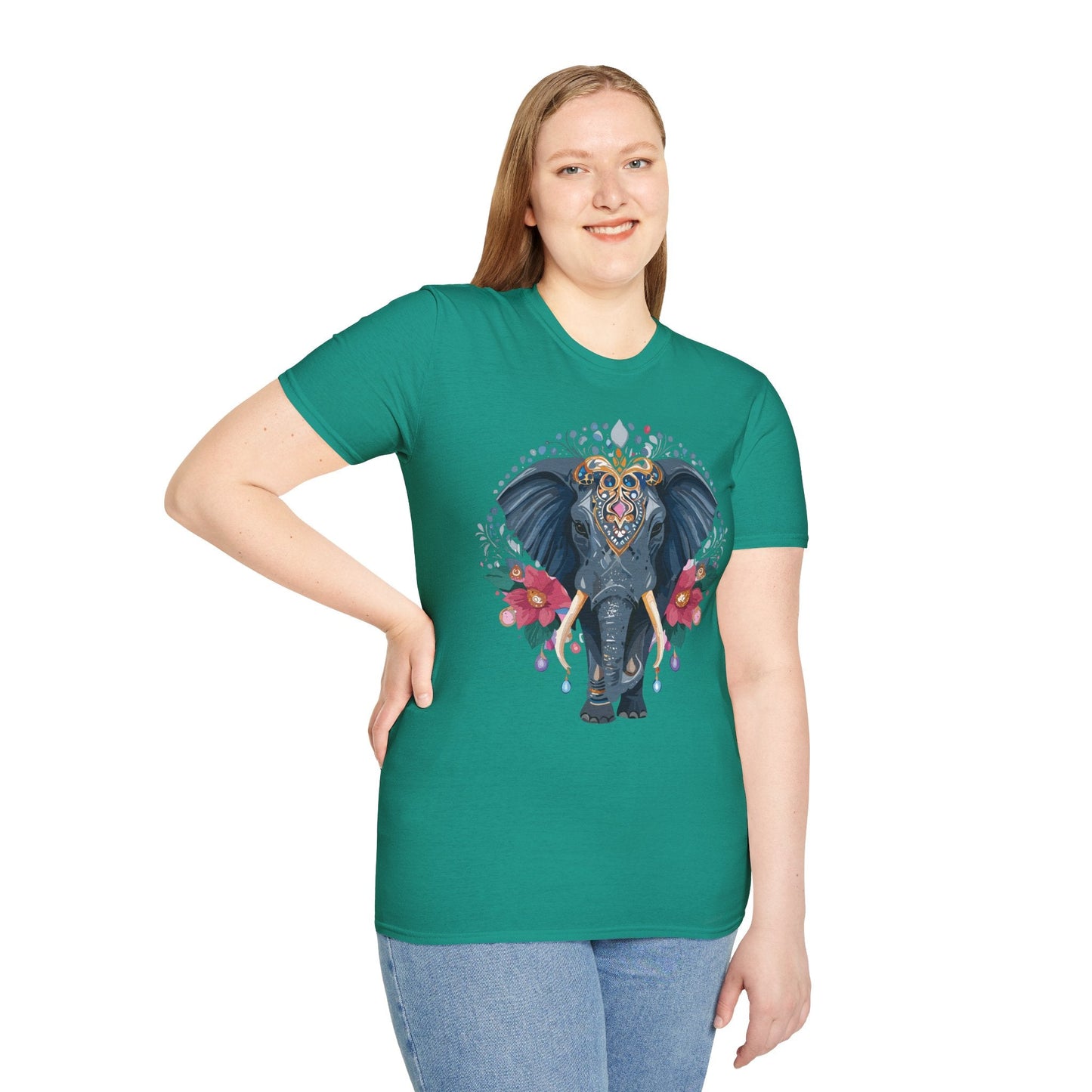 Elephant Graphic T Shirt Unisex Cotton Tee Softstyle Gildan 64000 Elephant Design