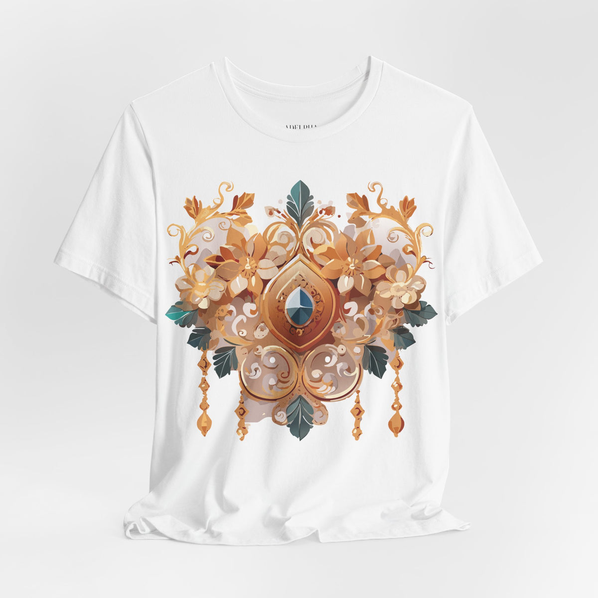 Jewelry Graphic Unisex Cotton Bella+Canvas Tee with Gemstones Art Design m30