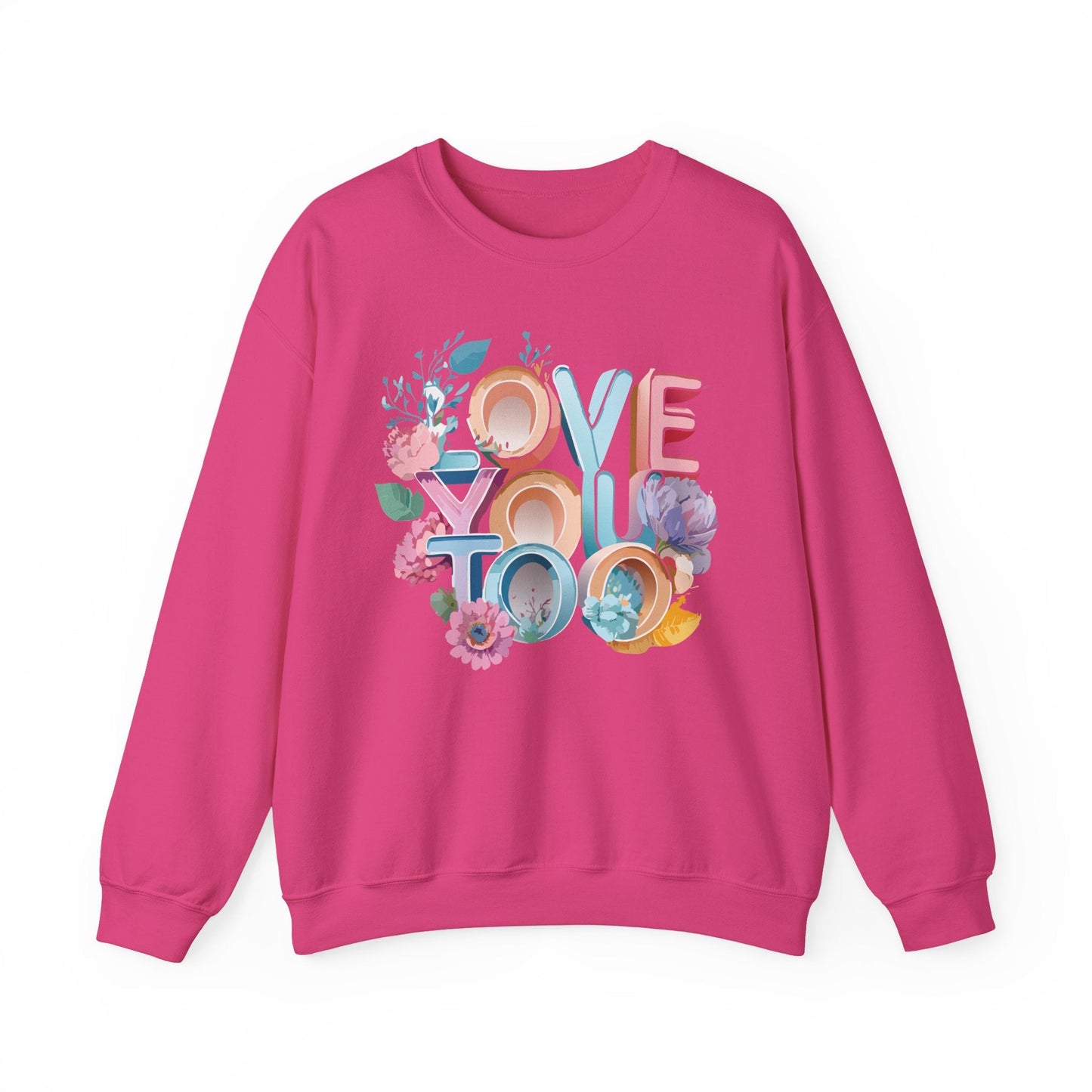 Floral Love Sweatshirt Valentines Day Unisex Crewneck Gildan 18000 Heavy Blend Warm