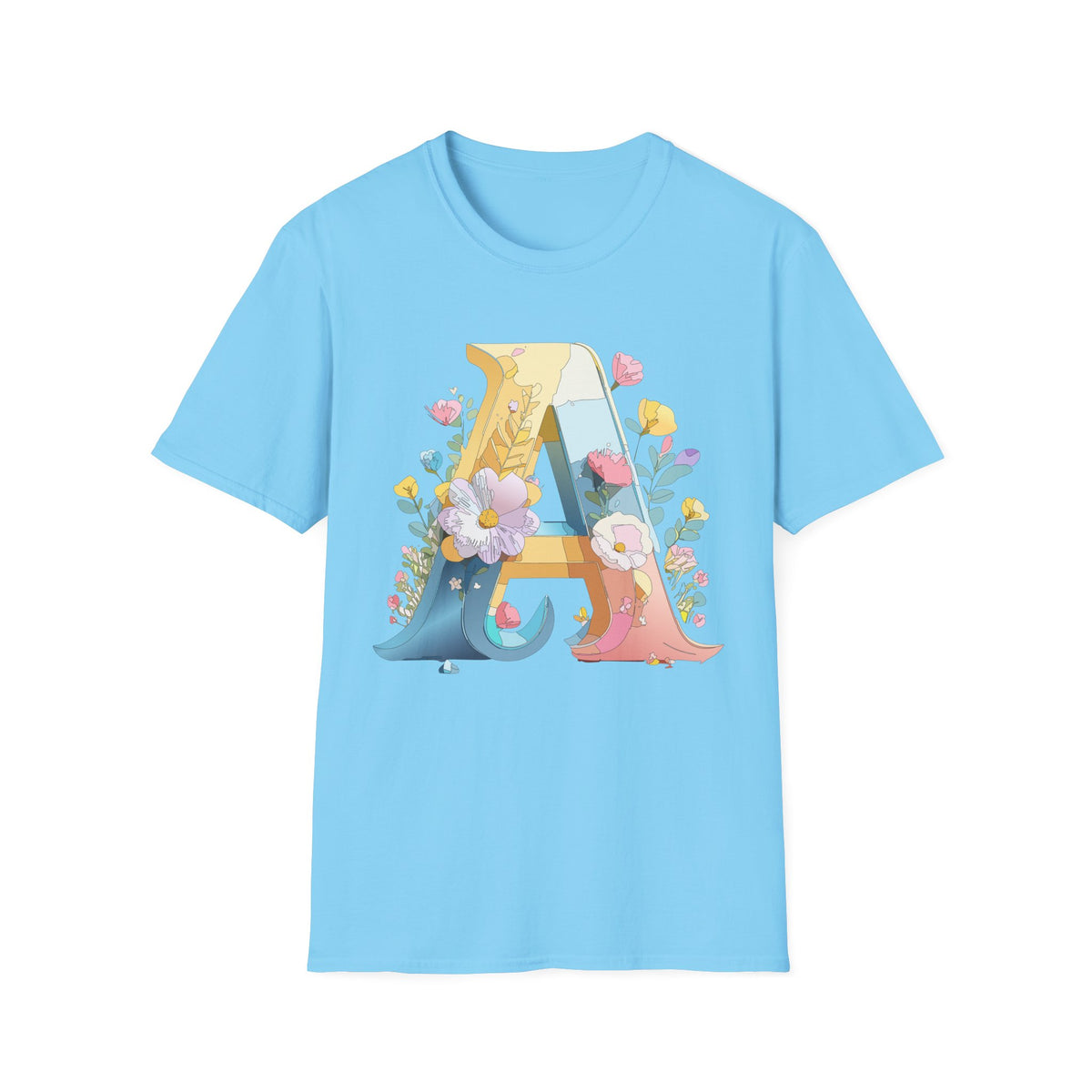 Floral Letter A T-Shirt | Monogram Initial Tee with Flowers