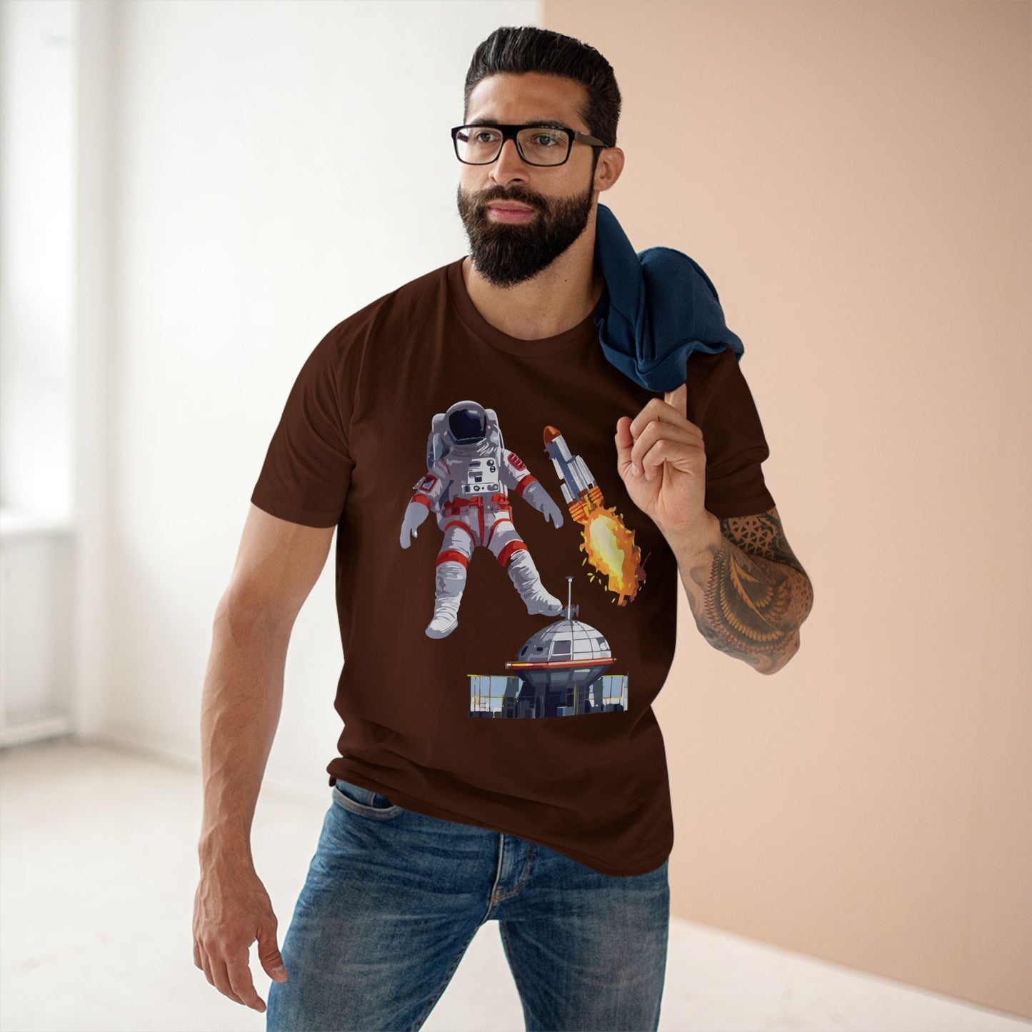 Cosmos Astronaut Shirt Unisex Premium Cotton Tee With Original Art Design Retro2Nova Collection