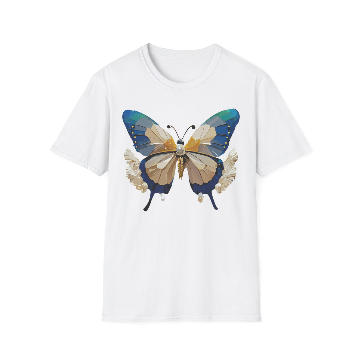 Butterfly Graphic T-Shirt — Earth Tone Floral Wing Design Graphic Tee Unisex 100 Cotton Gildan T-Shirt
