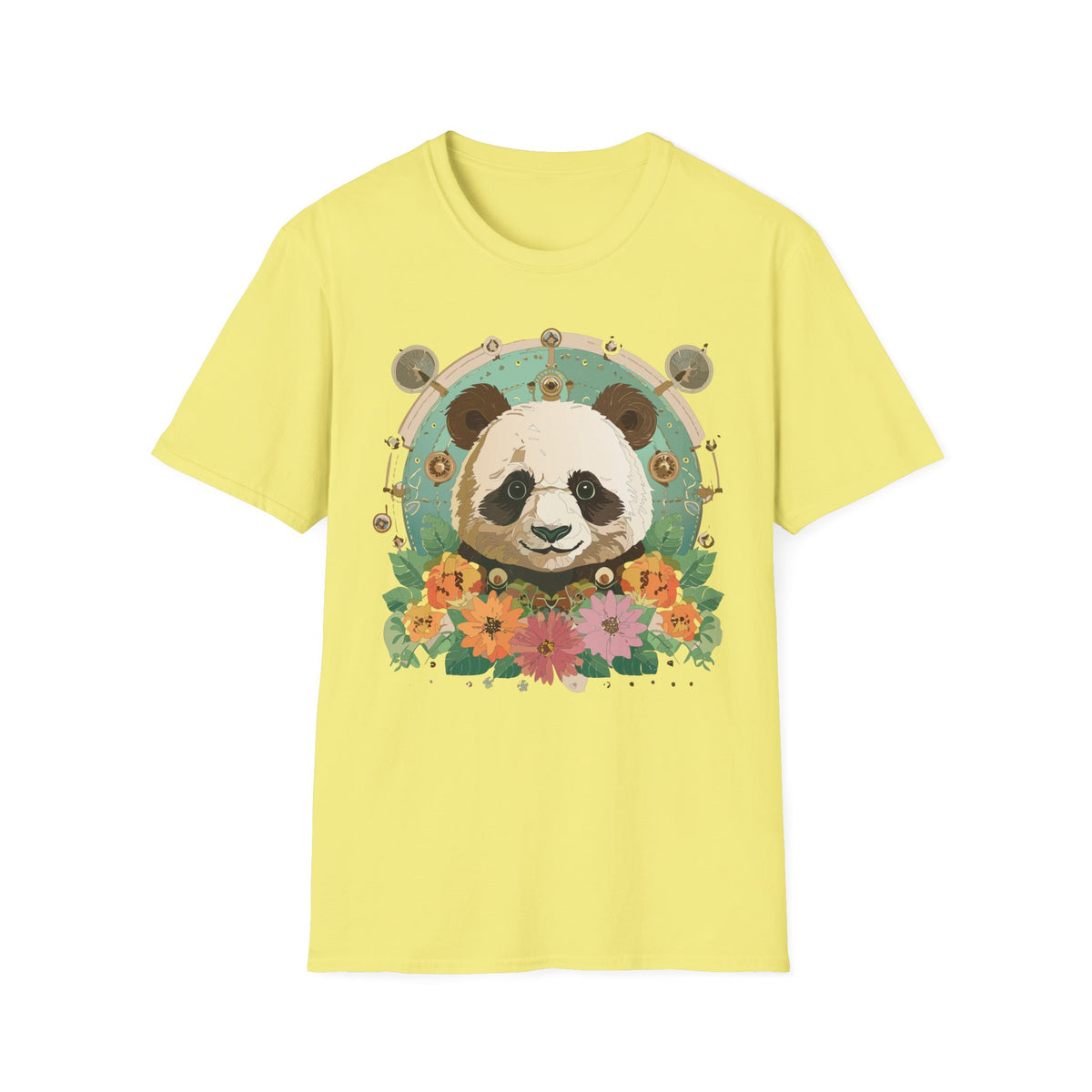 Floral Panda Portrait T-Shirt | Cute Panda Face Tee