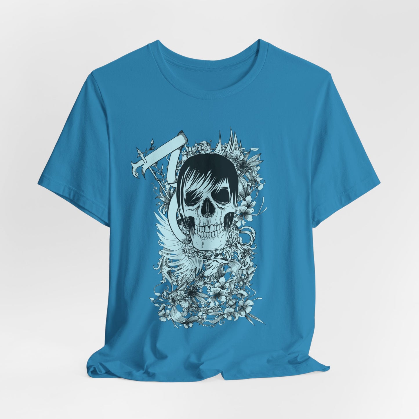 Sky Skull Graphic Design Tee, Skull Shirt, Vintage Tees, Art Design T-Shirt, Vintage Graphic Tee, Art Shirts with Skulls