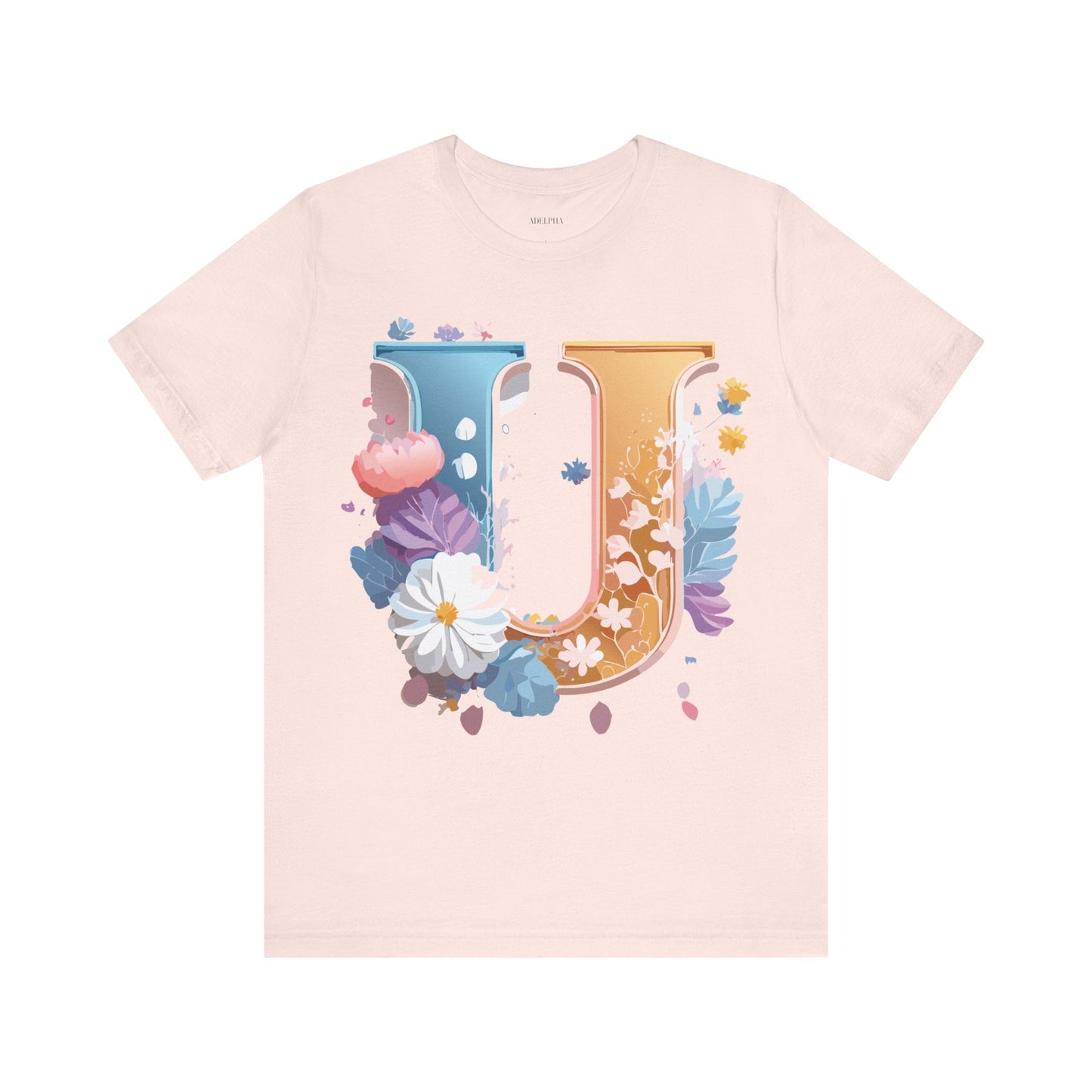Letter U Shirt Graphic Tee Unisex Vintage Inspired Adelpha Artwork Premium Short Sleeve