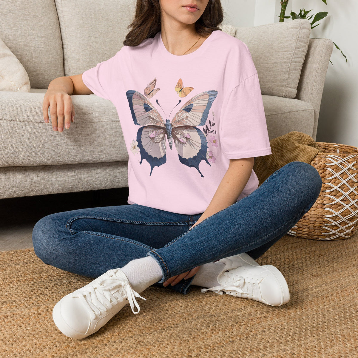 Pastel Butterfly Floral Wings Graphic Design Unisex 100 Cotton Gildan T-Shirt
