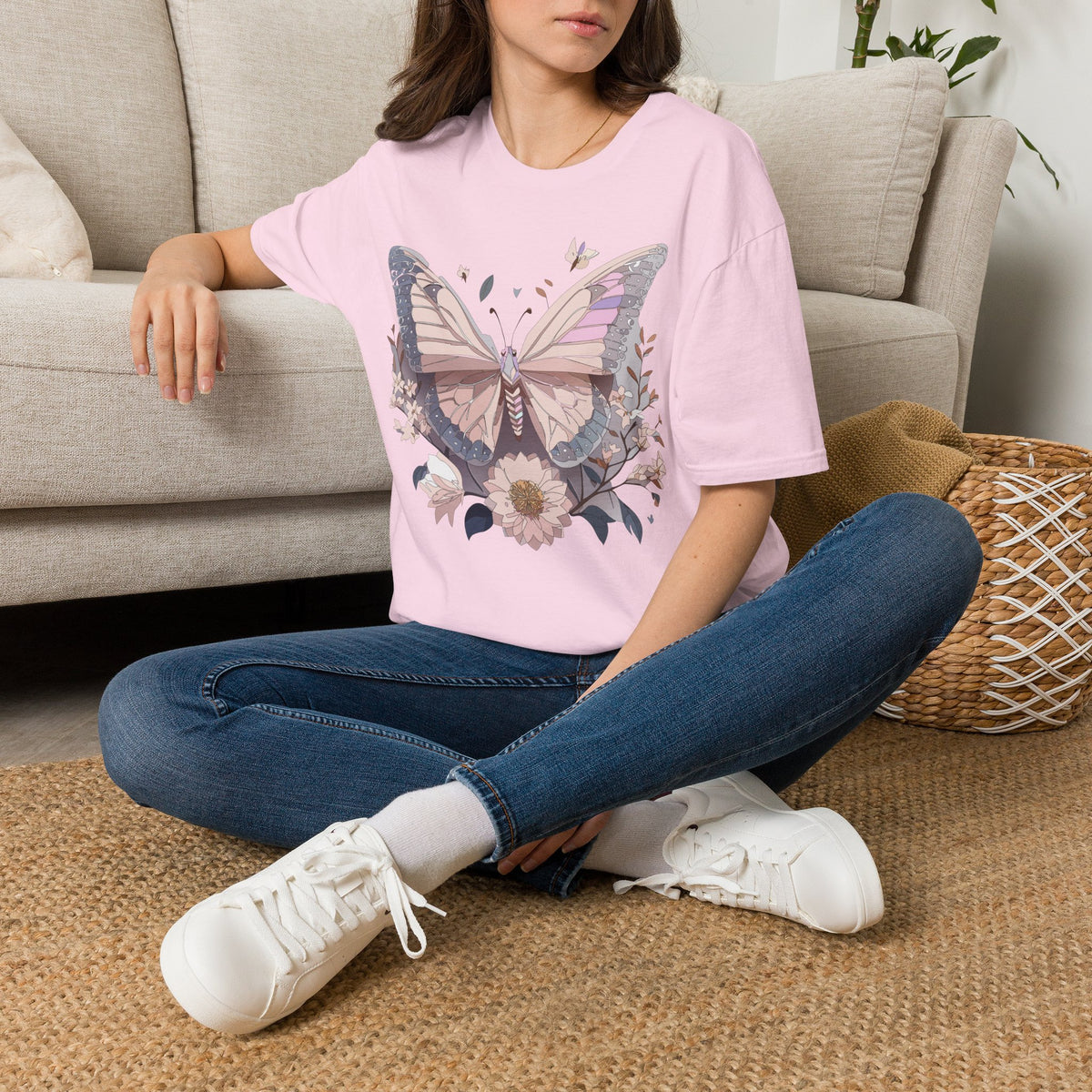 Pastel Butterfly Floral Wings Graphic Design Unisex 100 Cotton Gildan T-Shirt