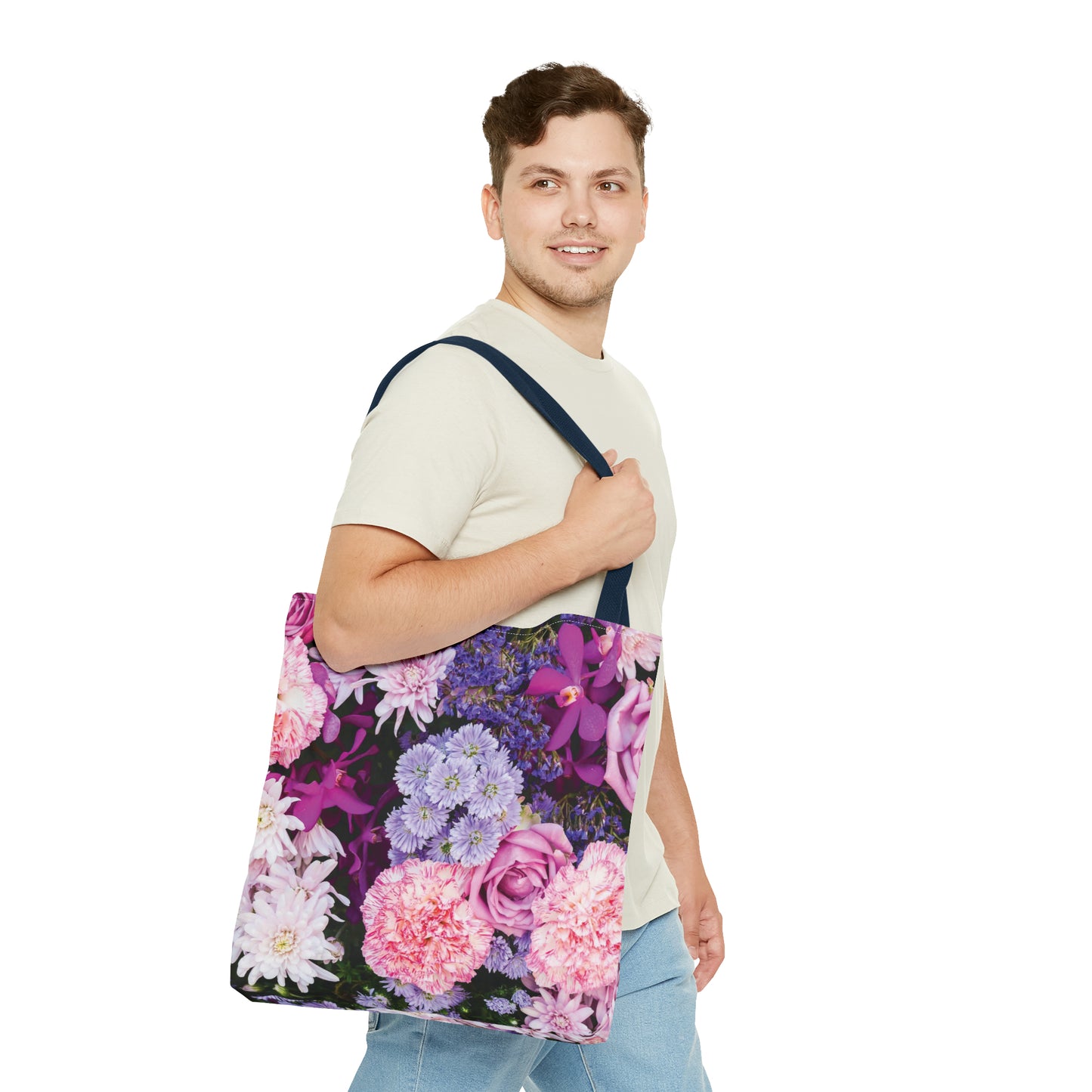 Canvastasche mit floralen Prints 