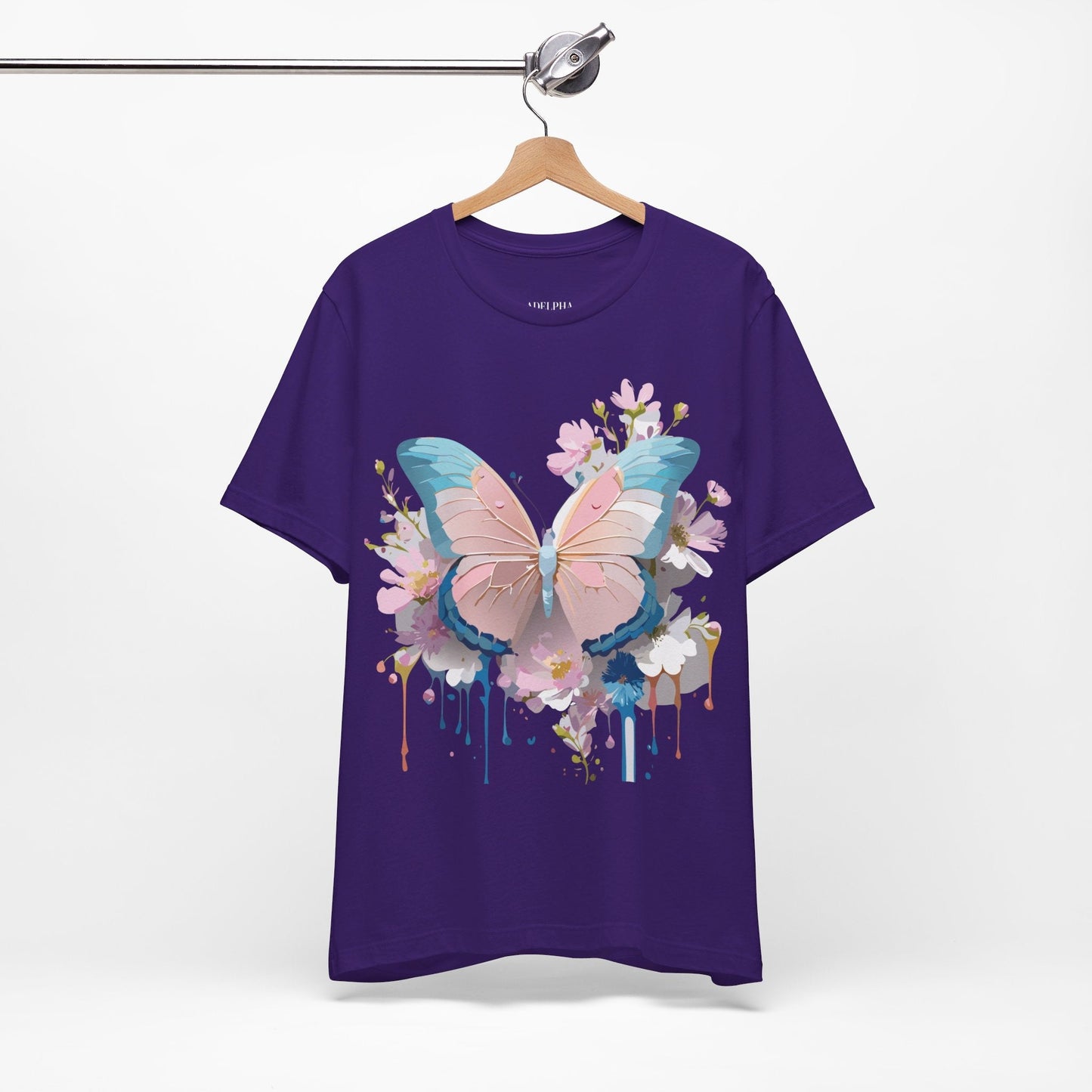 Butterfly Graphic Unisex 100 Cotton Lightweight Vintage Floral Design Jersey Tee 25