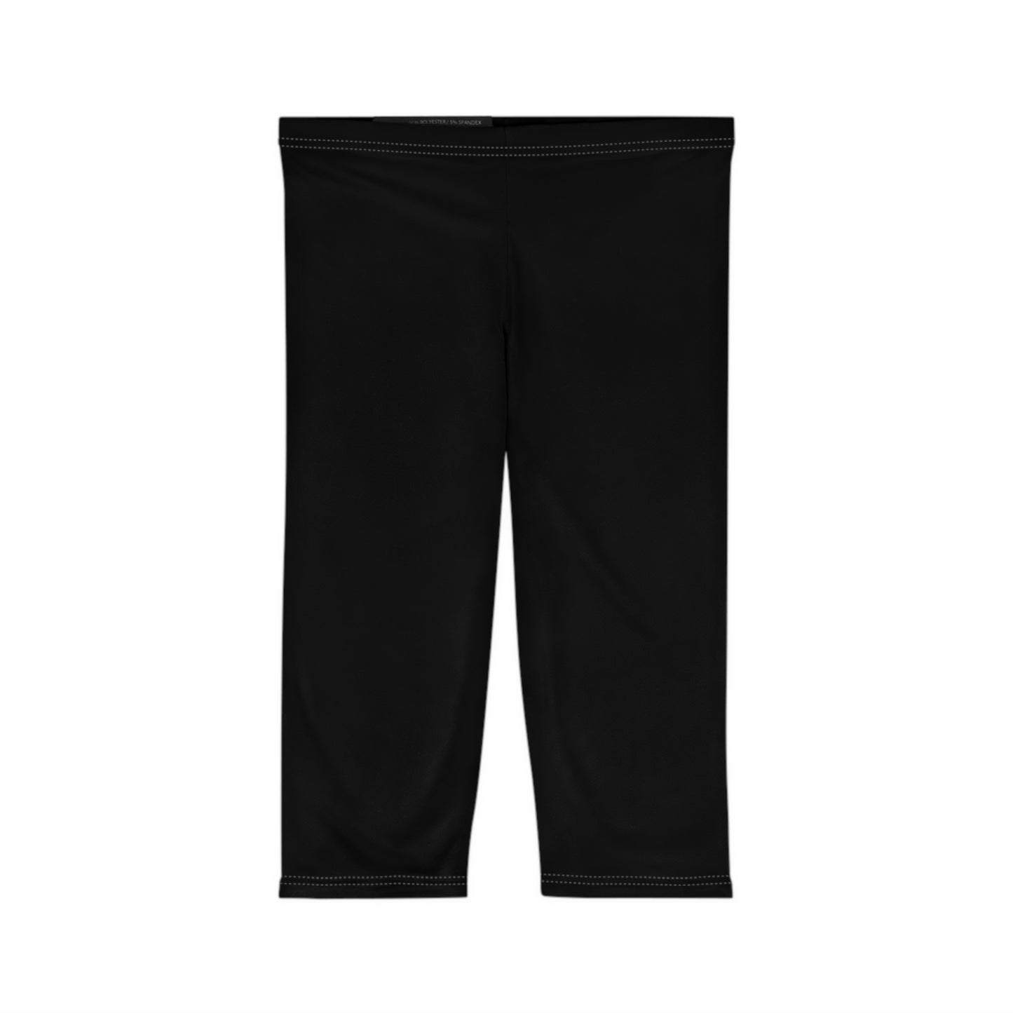 True Black Color Women's Brushed Suede Poly Span Casual Capri Leggings XS-2XL