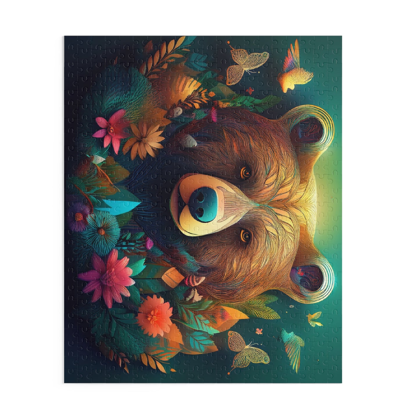 Puzzles-53 Kids Bear Puzzle 500-Piece | Floral Bear Puzzle 500-Piece, Animals Kids Puzzles Size: 16" x 20",  Ages 9+