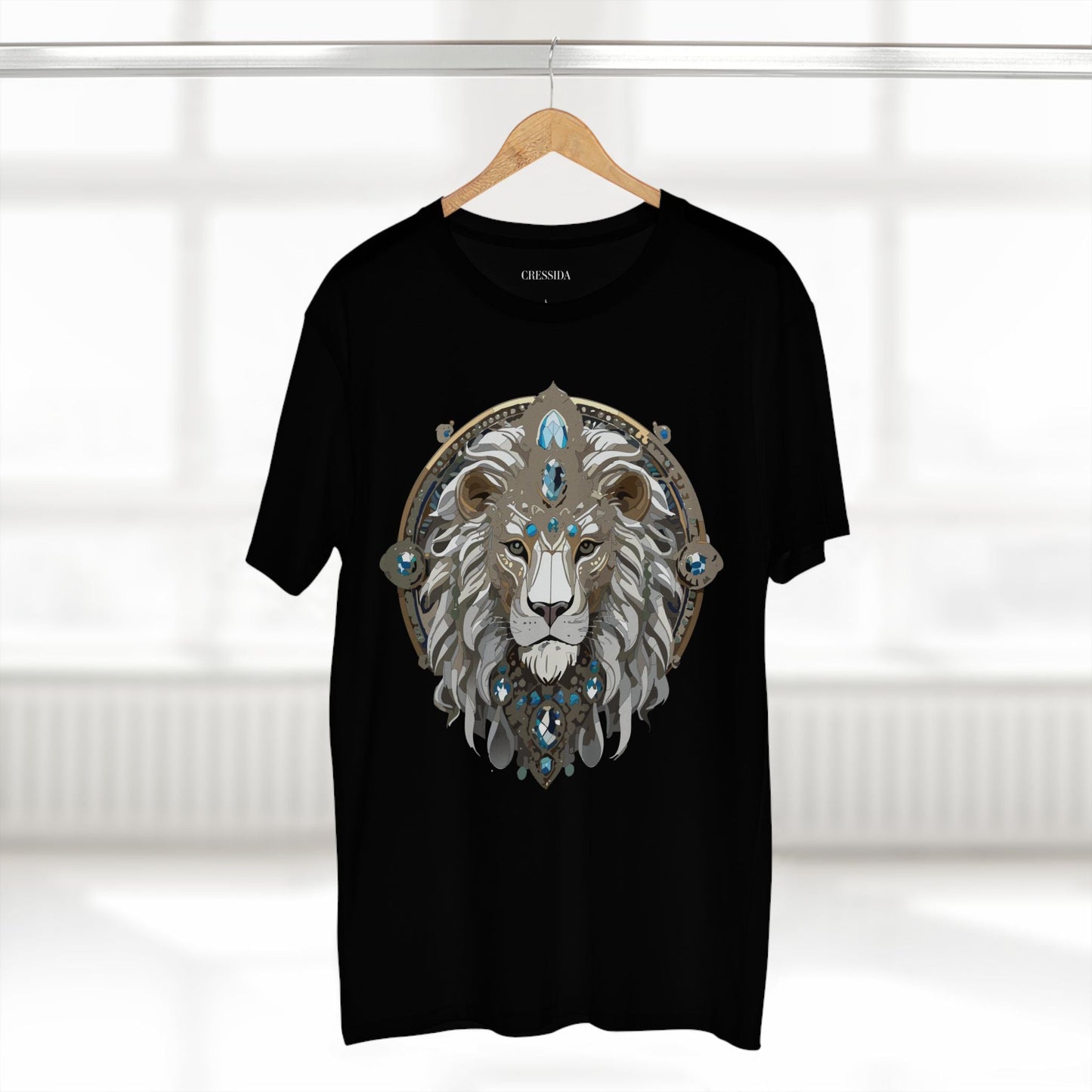 Lion Graphic Unisex 100 Cotton Tee With Unique Animal Golden Medallion Art Design 56