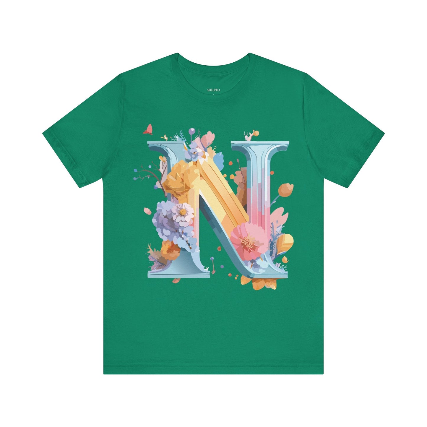 Letter N Shirt Unisex Graphic Tee With Vintage Inspired Artwork By Adelpha Premium Jersey