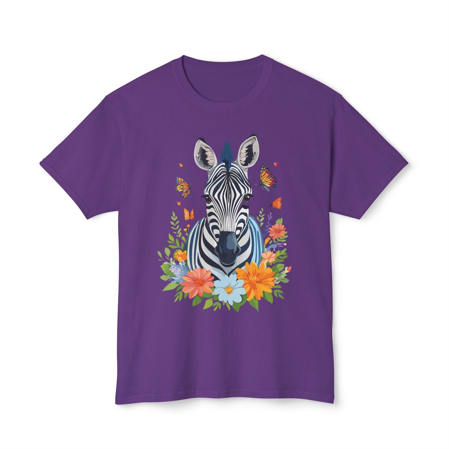 Zebra Art Print T Shirt Unisex Cotton Tee With Floral Design Vintage Zebra Theme