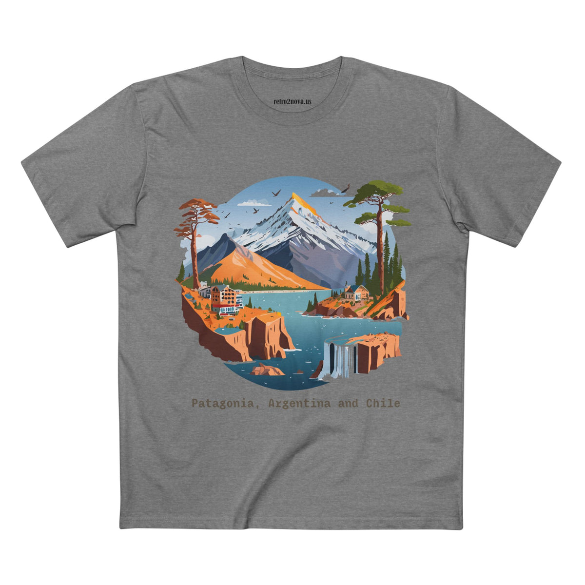 Patagonia Argentina and Chile Tee | Mountain Landscape, Waterfall, Lakeside Scene