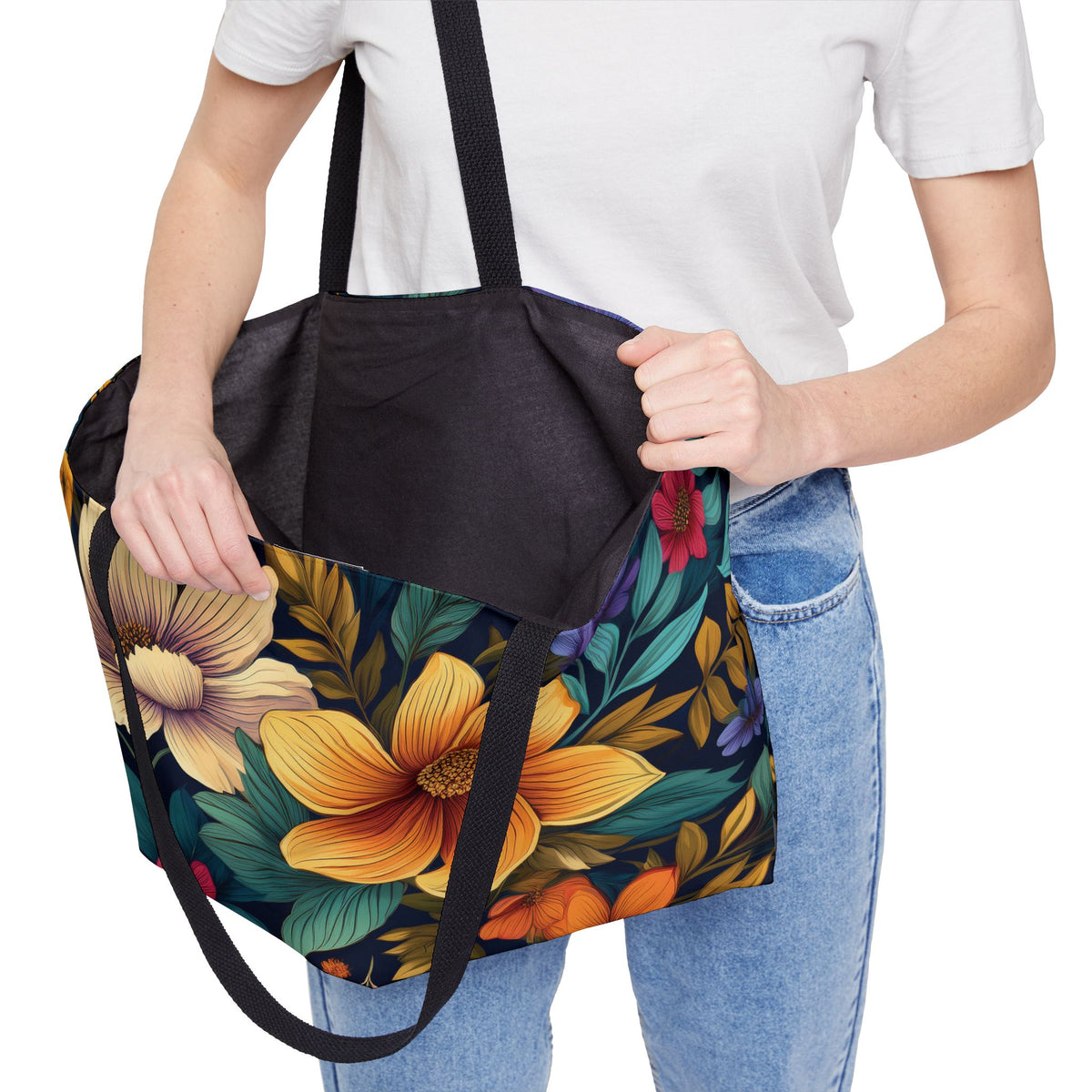 Floral Print Poly Canvas Weekender Bag 1