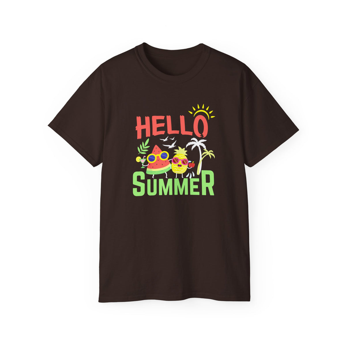 Hello Summer T-Shirt | Sunglasses Pineapple Palm Tree Summer Tee