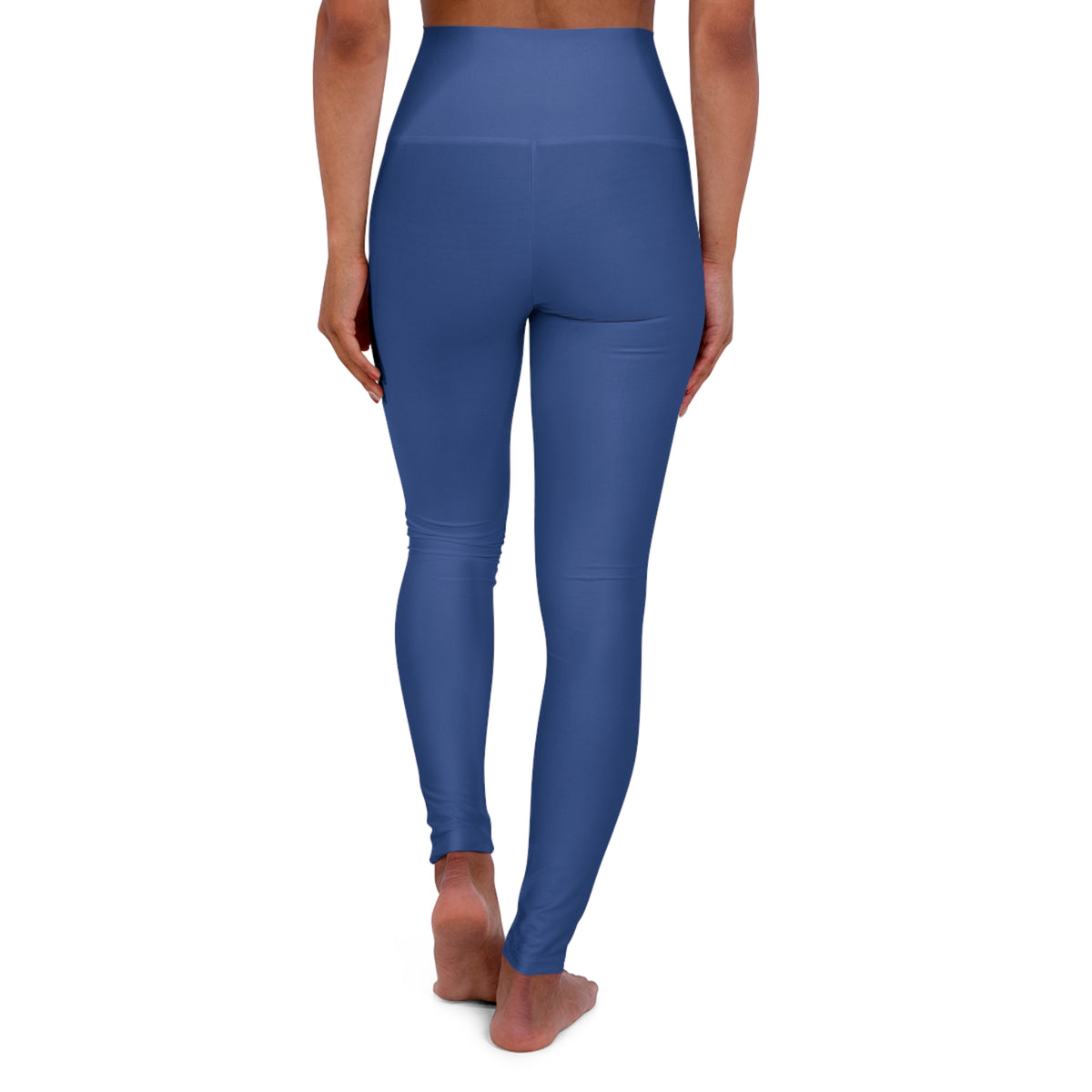 High-Waist Dusk Blue Yoga Leggings Women's Seamless Poly-Span Stretchy Comfortable Solid Blue Activewear for Pilates
