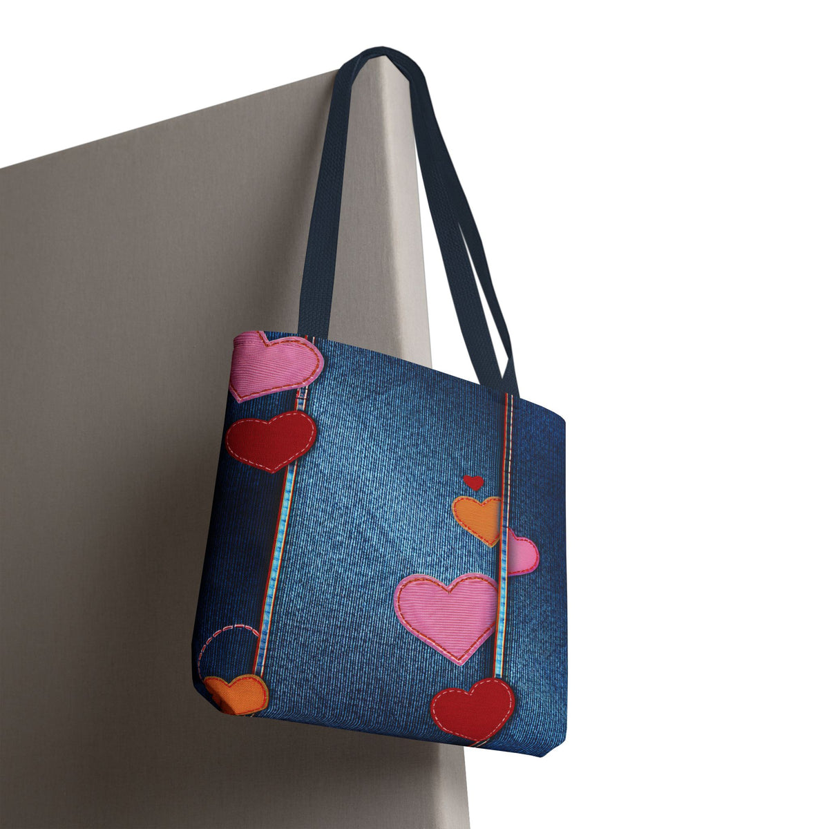 Love Day Graphic Design Denim Fabric Imitation Print Unisex Canvas Bag POLY 3 Sizes Tote Bag 201-22