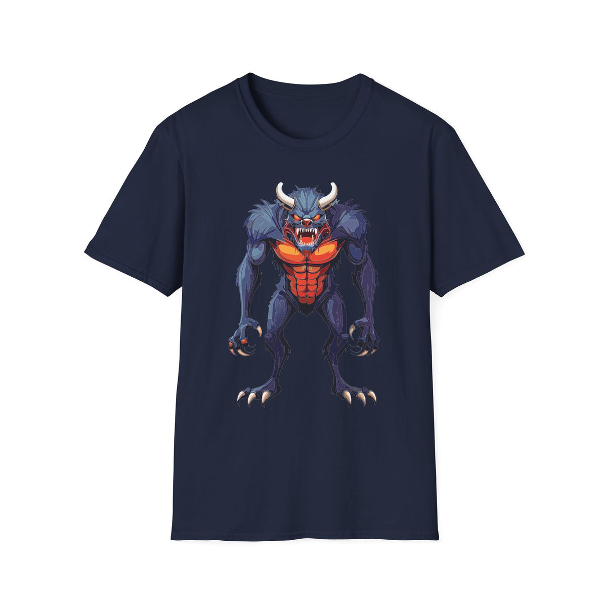Werewolf Monster T-Shirt — Fierce Halloween Creature Cartoon Graphic Tee Unisex 100 Cotton Gildan T-Shirt