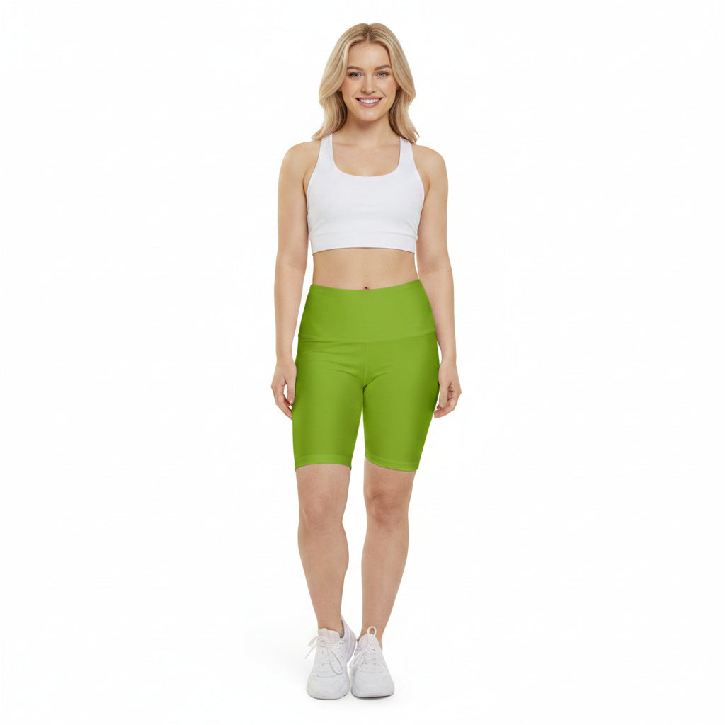 Lime Moss Women's Lime Green Workout Shorts — High-Waist Active Bike Shorts