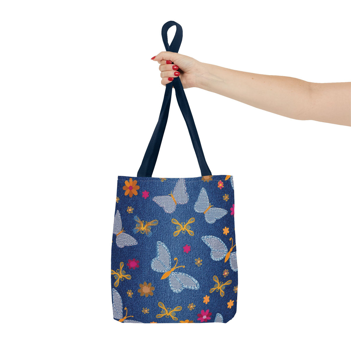 Denim Fabric Imitation Print Unisex Canvas Bag Poly Spun 3 Sizes Tote Bag 170
