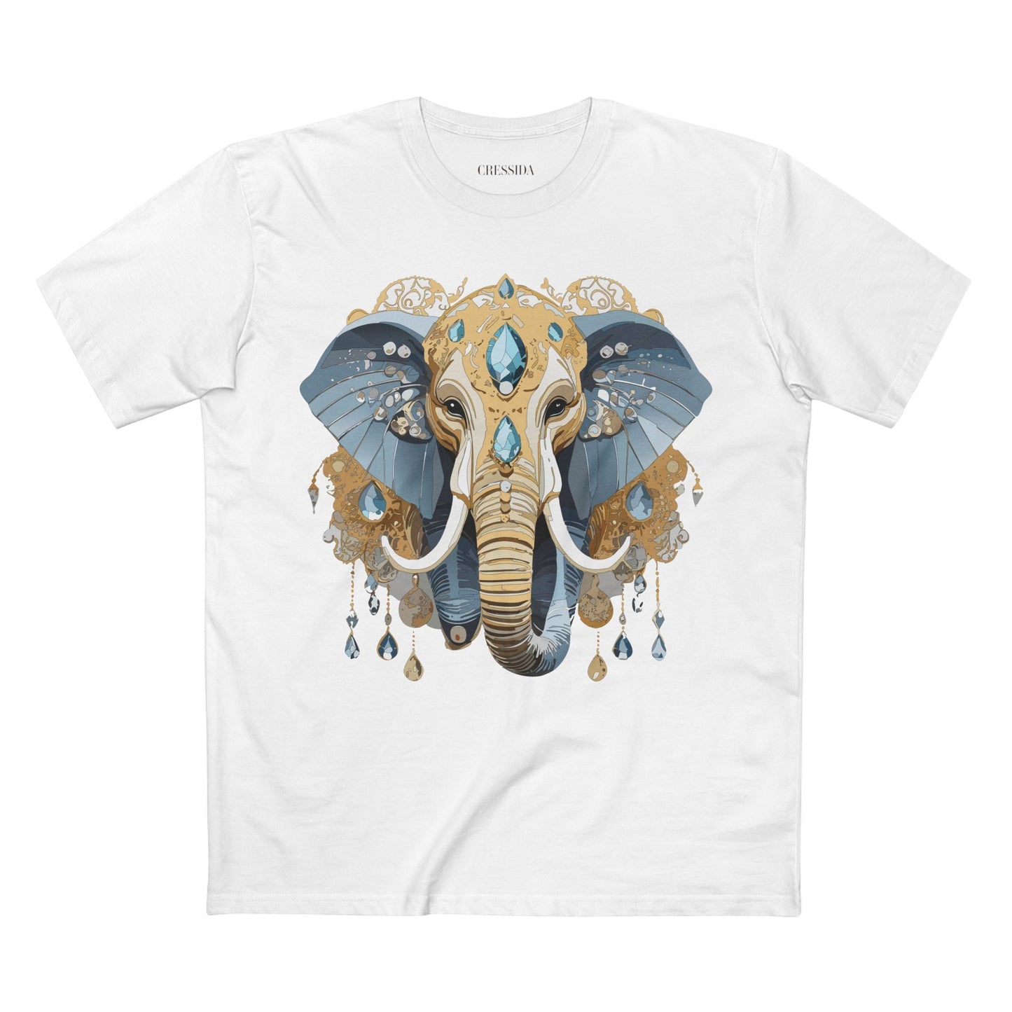 Elephant Graphic Unisex 100 Cotton Tee With Unique Animal Golden Medallion Art Design 35