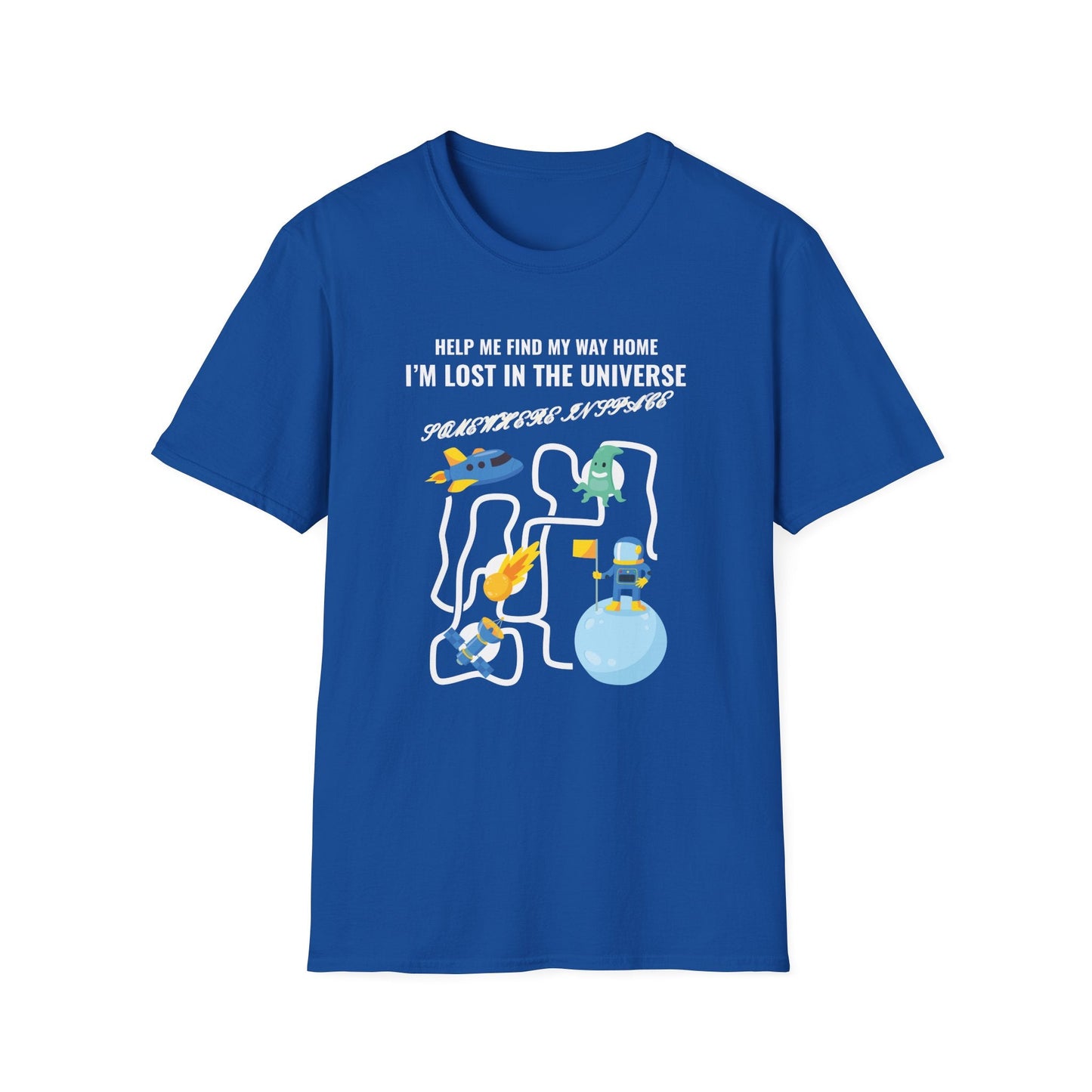 Lost in the Universe TShirt Unisex Cotton Cute Space Maze Graphic Tee