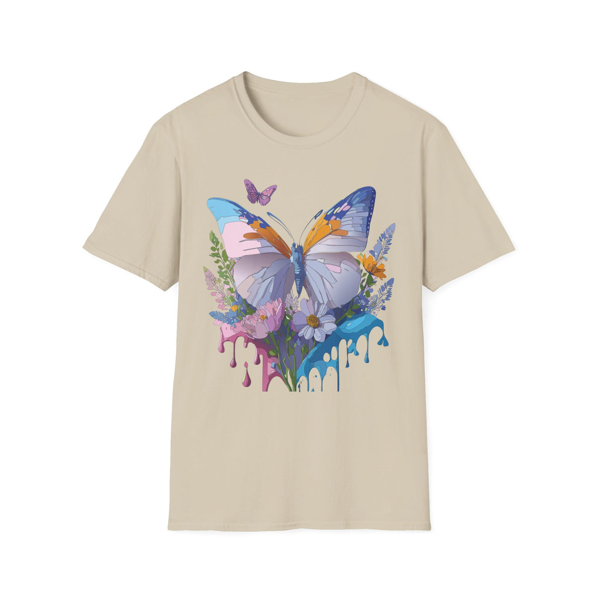 Butterfly Splash T-Shirt — Colorful Floral Drip Graphic Tee Unisex 100 Cotton Gildan T-Shirt