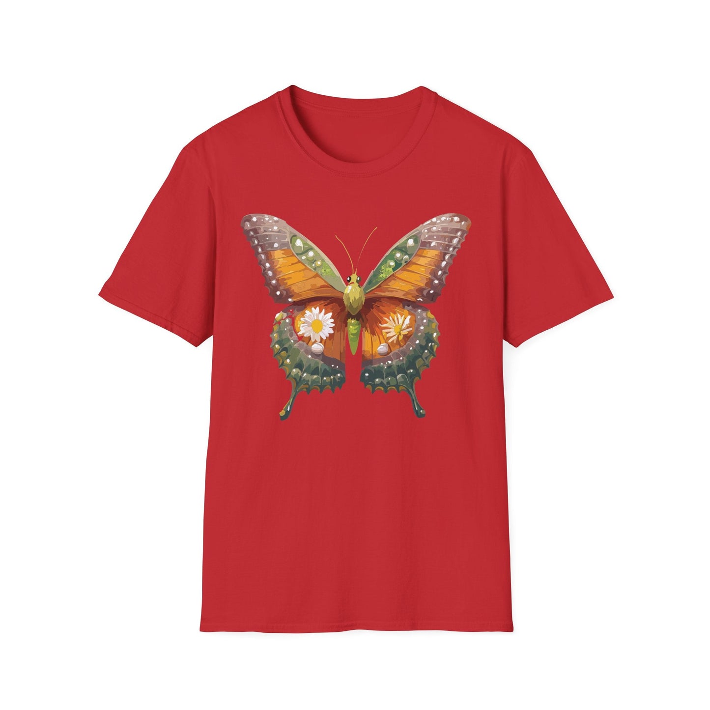 Butterfly T Shirt Unisex Monarch Shirt Gildan Softstyle 64000 100 Percent Ring Spun Cotton