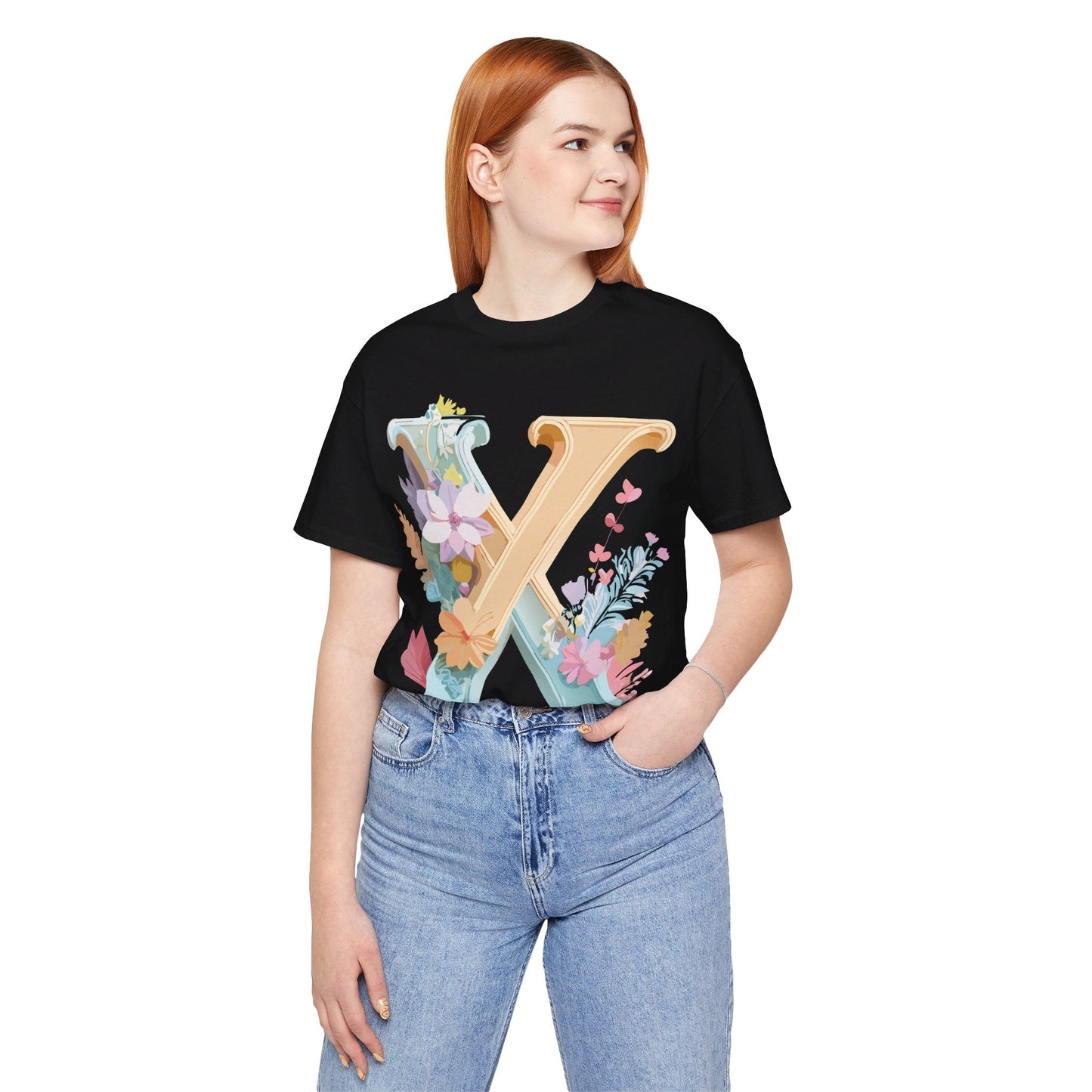 Letter X Shirt Graphic Tee Unisex Vintage Inspired Artwork By Adelpha Premium Comfort