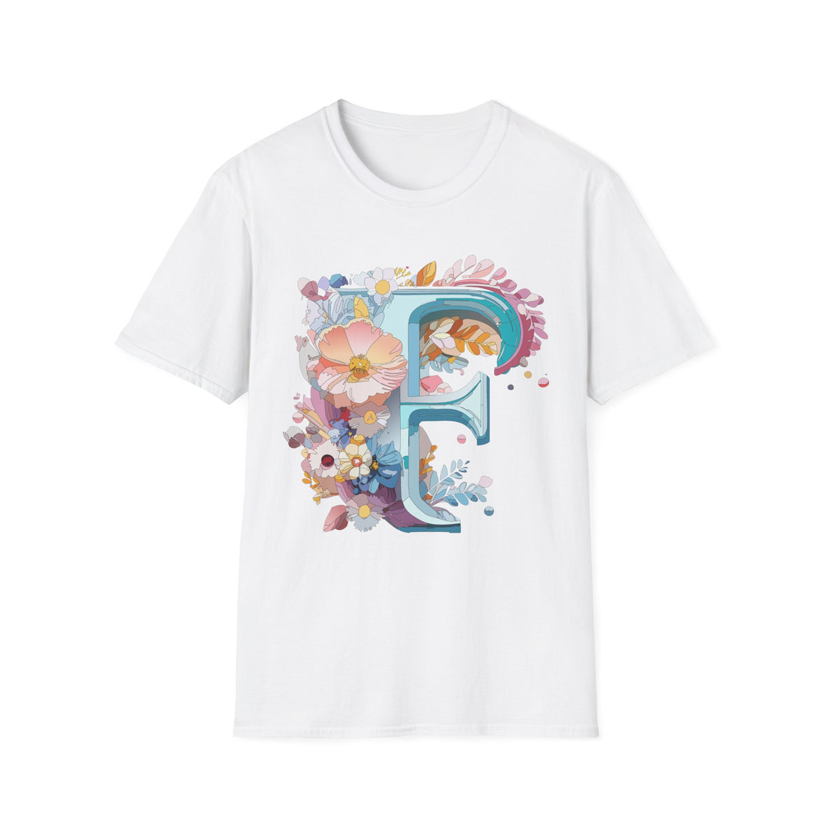 Floral Letter F T-Shirt | Botanical Monogram Tee, Initial F Shirt