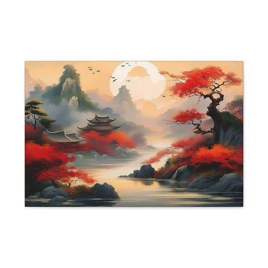 Japanese Painting Print Canvas 24x16, 30x20, 36x24, 48x32, 60x40, Bright Latex Inks Pine-Wood Inner Frame JPN-14