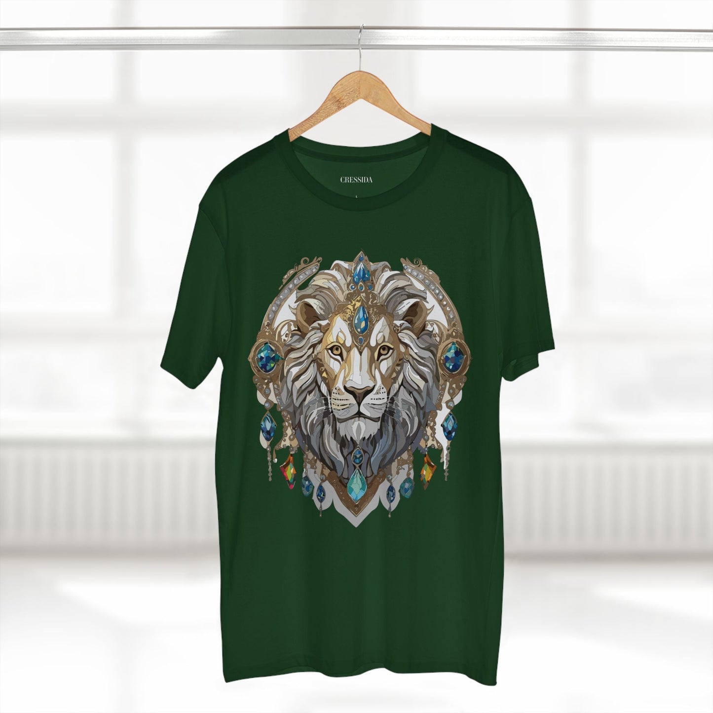 Lion Graphic Unisex 100 Cotton Tee With Unique Animal Golden Medallion Art Design 58