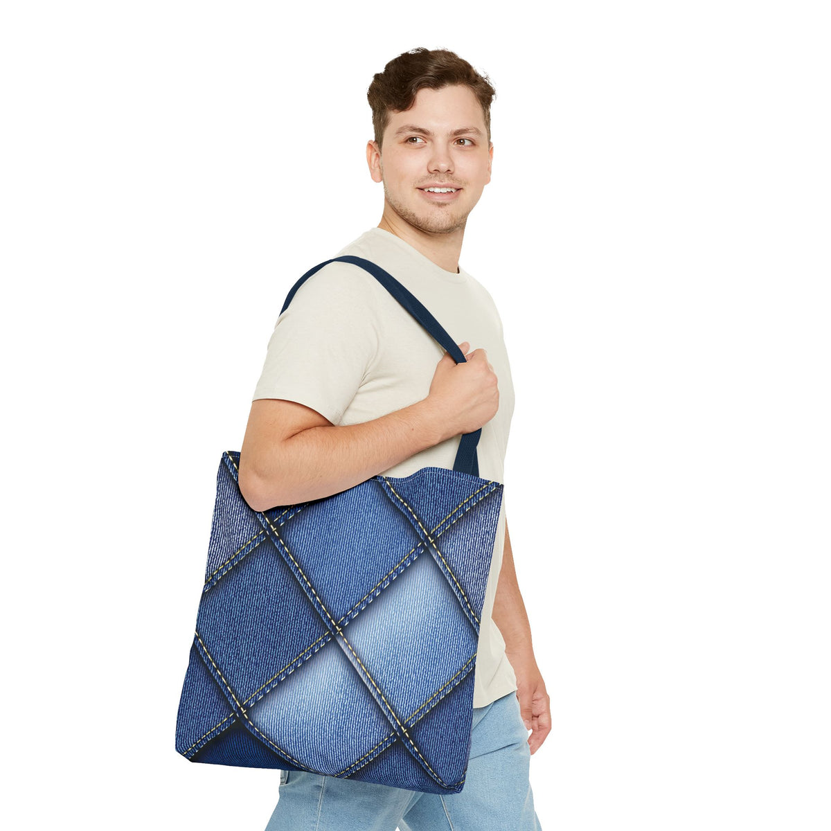Denim Fabric Imitation Print Unisex Canvas Bag Poly Spun 3 Sizes Tote Bag 101