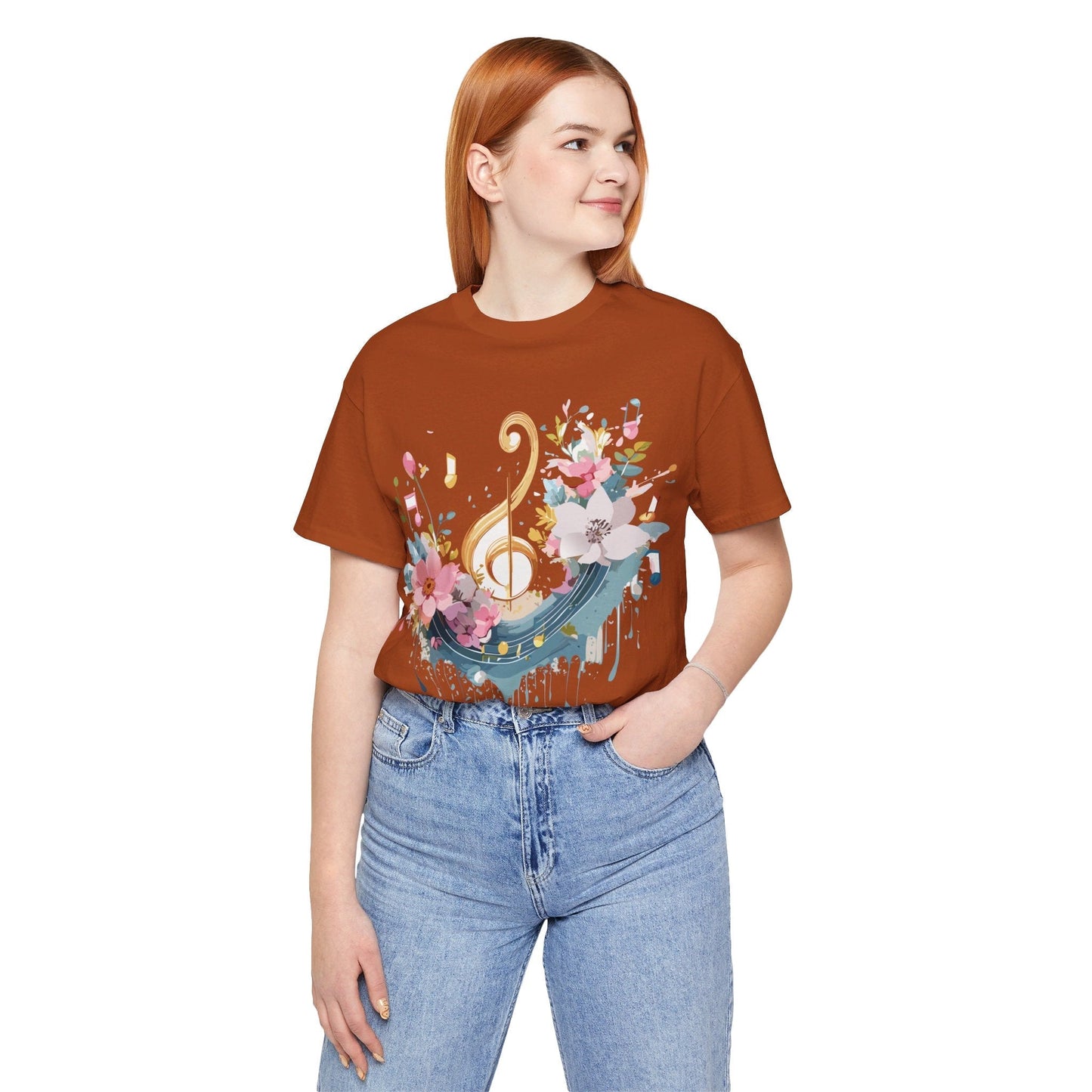Music Graphic Unisex 100 Cotton Vintage Art with Musical Elements Tee 65