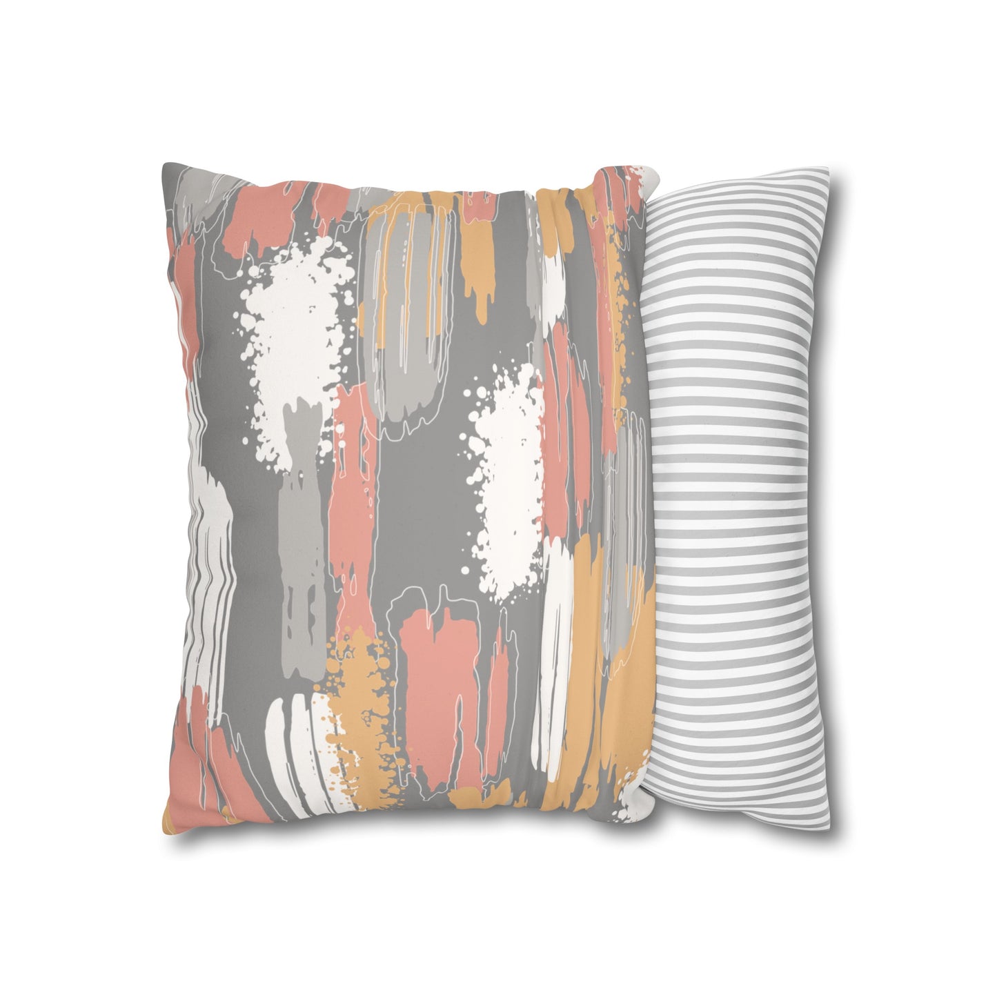 Faux Suede Pillowcase with Abstract print