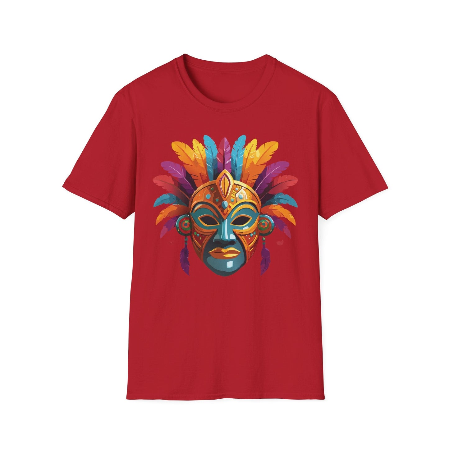 Unisex Gildan Mask T Shirt Softstyle 64000 With Art Design Lightweight Cotton Tee