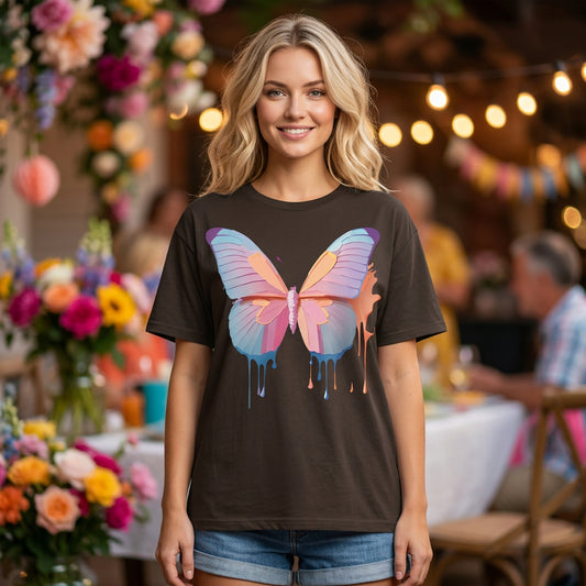Butterfly Graphic Unisex Cotton Bella+Canvas Tee with Art Design n71
