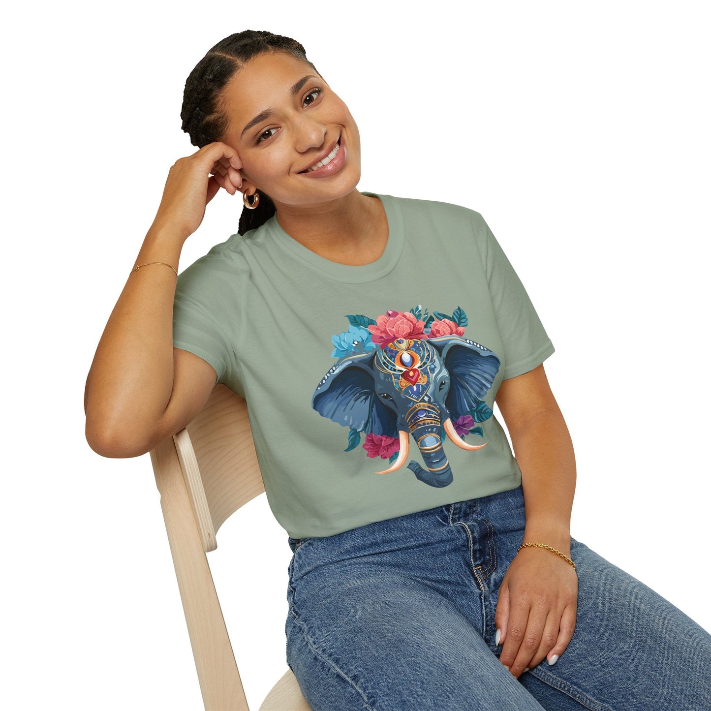 Elephant T Shirt Unisex Softstyle Tee Gildan 64000 100 Percent Ring Spun Cotton Fabric