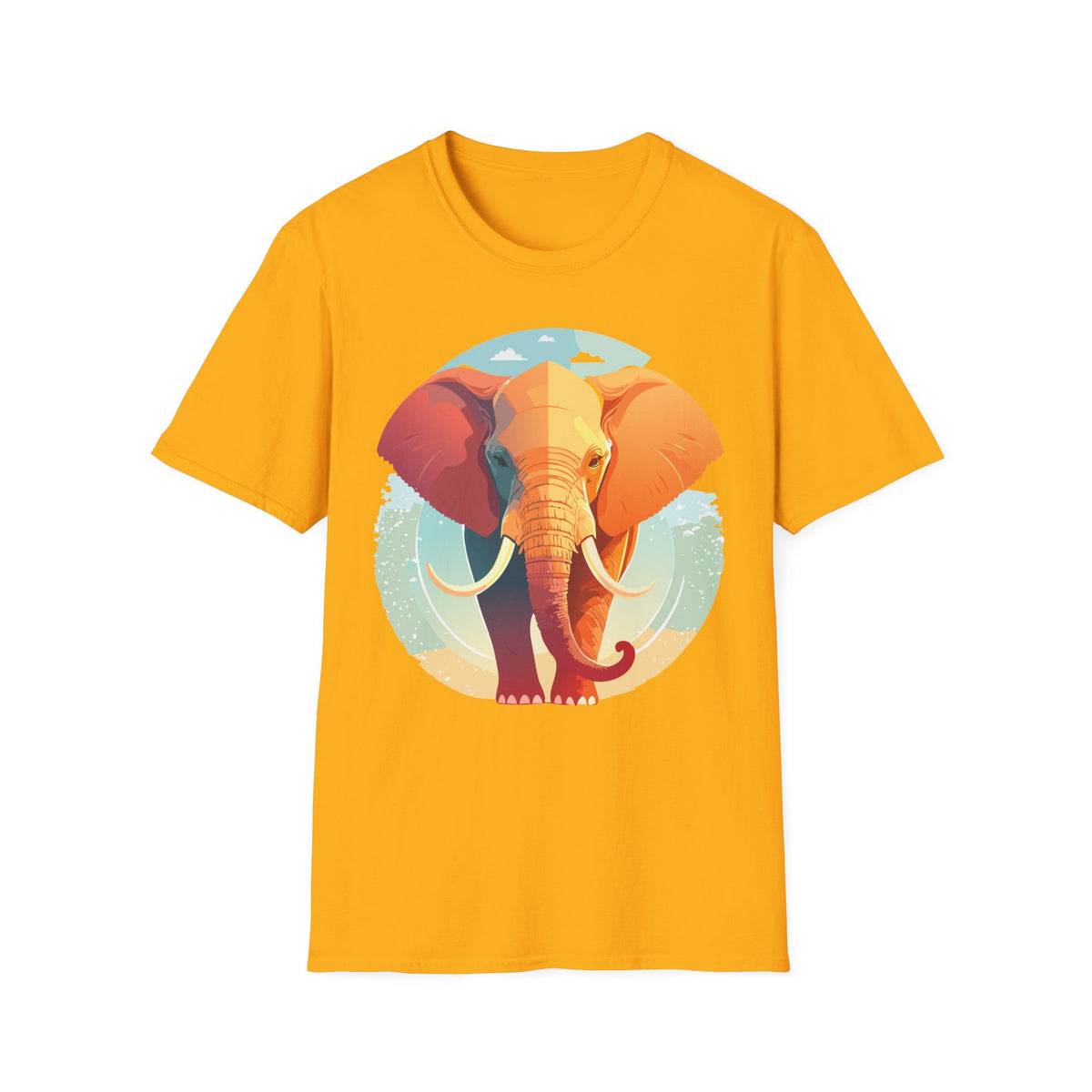 Colorful Elephant Illustration T-Shirt | Vibrant Safari Animal Tee