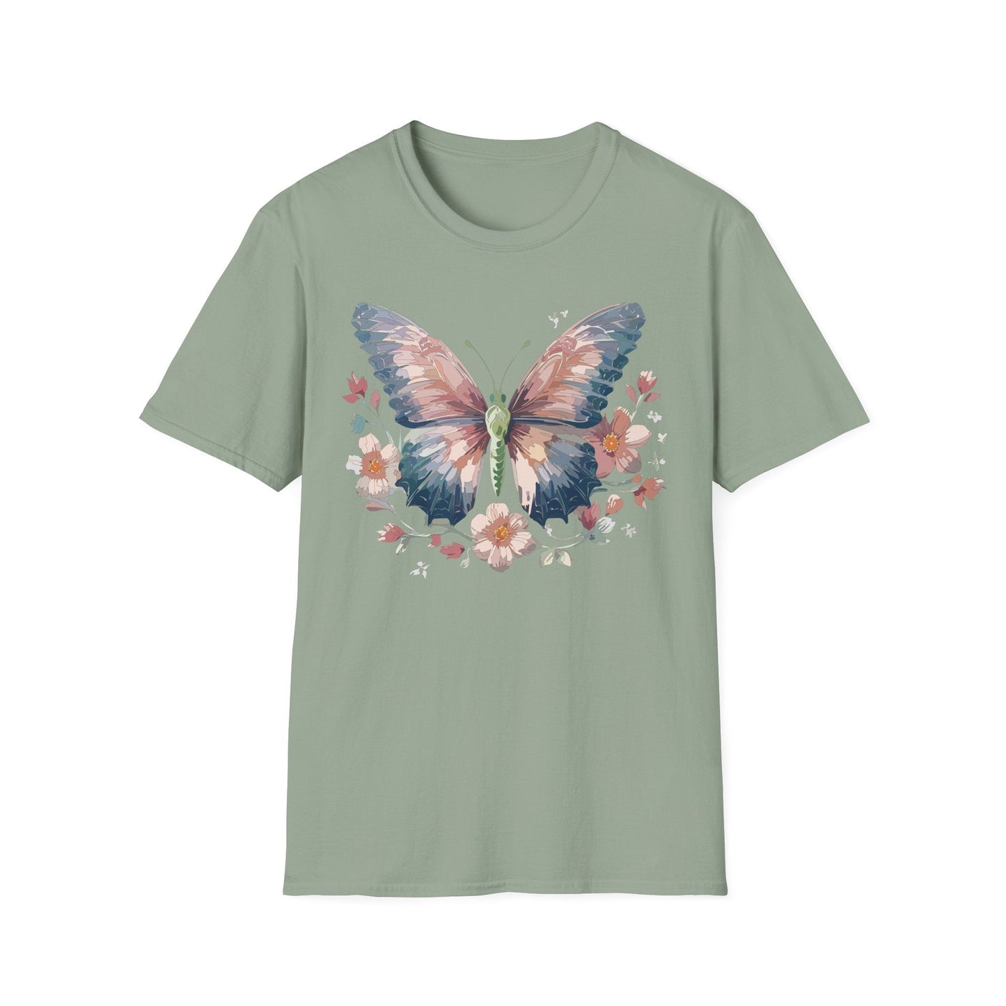 Butterfly Print T Shirt Monarch Unisex Gildan Softstyle 64000 Cotton Tee For Everyday Comfort