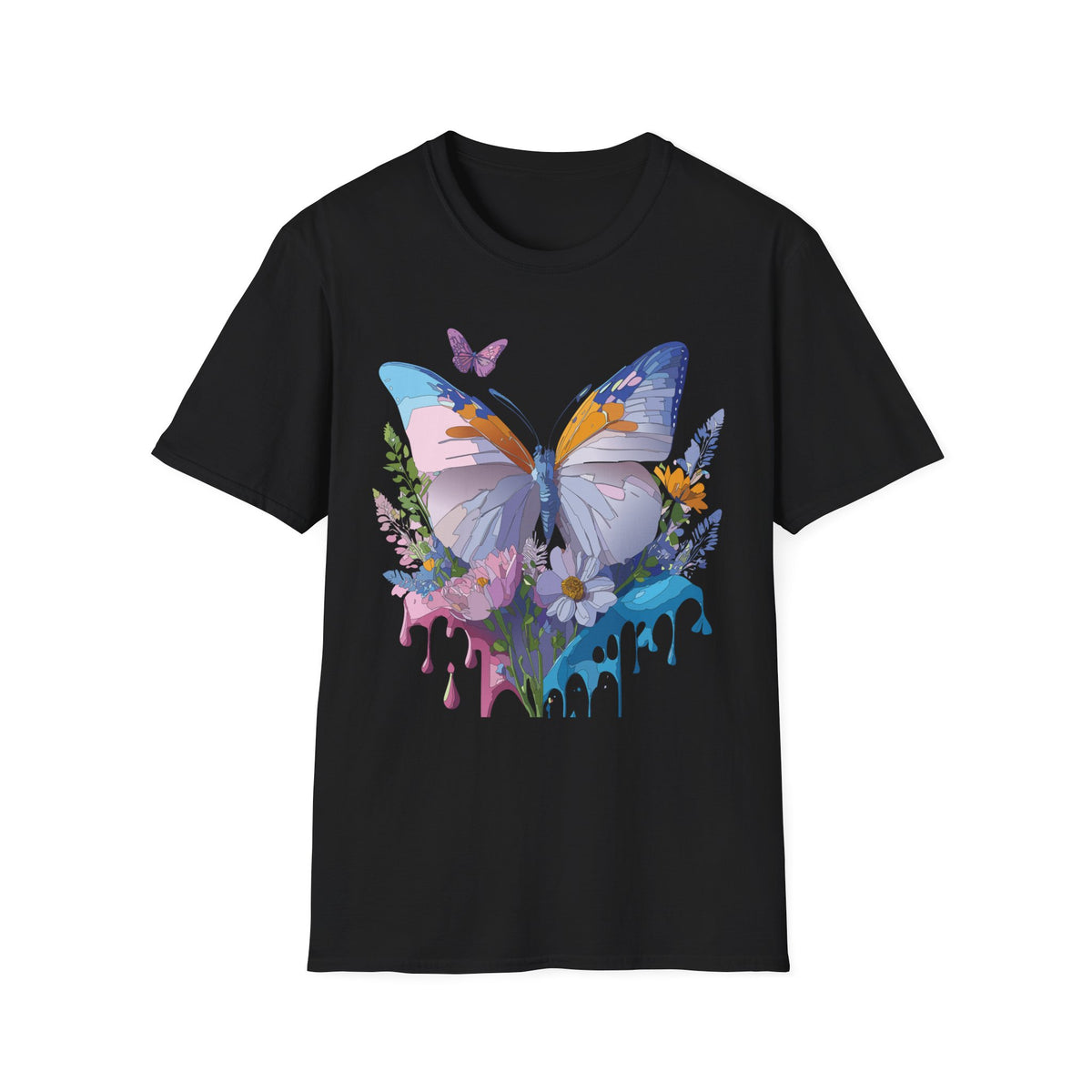 Butterfly Splash T-Shirt — Colorful Floral Drip Graphic Tee Unisex 100 Cotton Gildan T-Shirt
