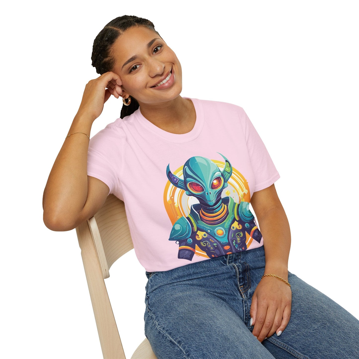 Alien Graphic Unisex Cotton Softstyle UFO Artwork Tee 9