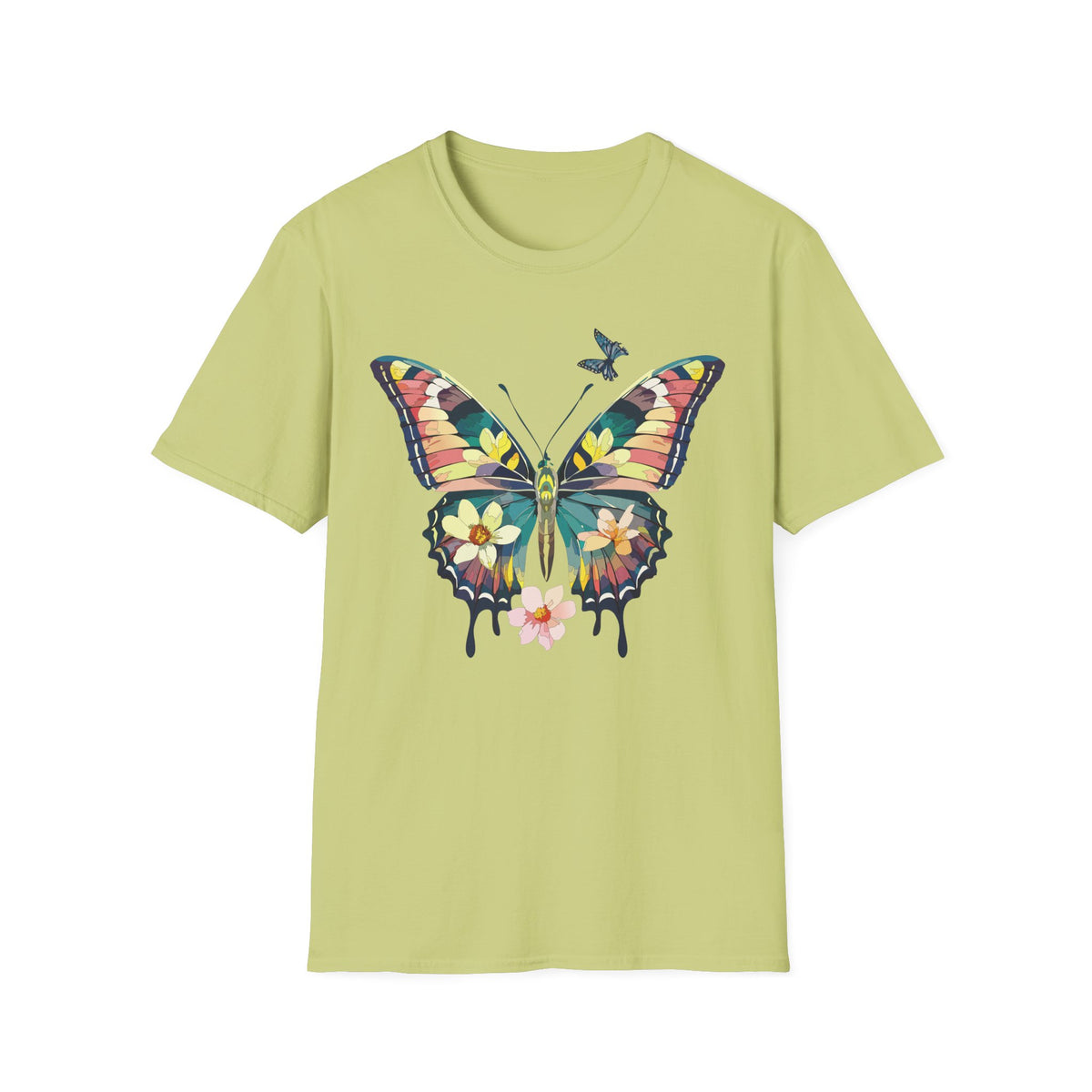 Butterfly Watercolor T-Shirt — Floral Drip Wings Graphic Tee Unisex 100 Cotton Gildan T-Shirt