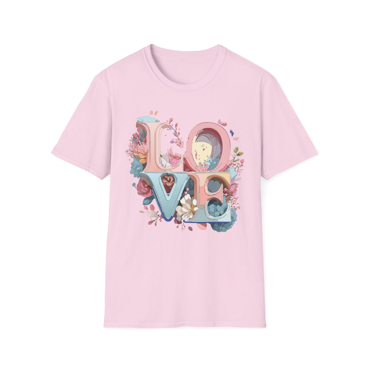 Floral LOVE Lettering T-Shirt | Pastel Botanical Typography